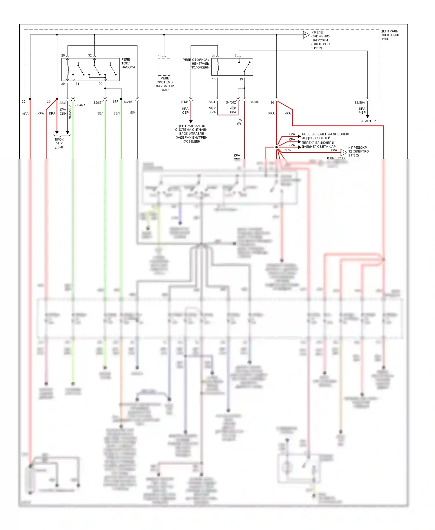 A4 Audi B5 (1994-1999): Электросхема блока предохранителей реле (1 из 2) 