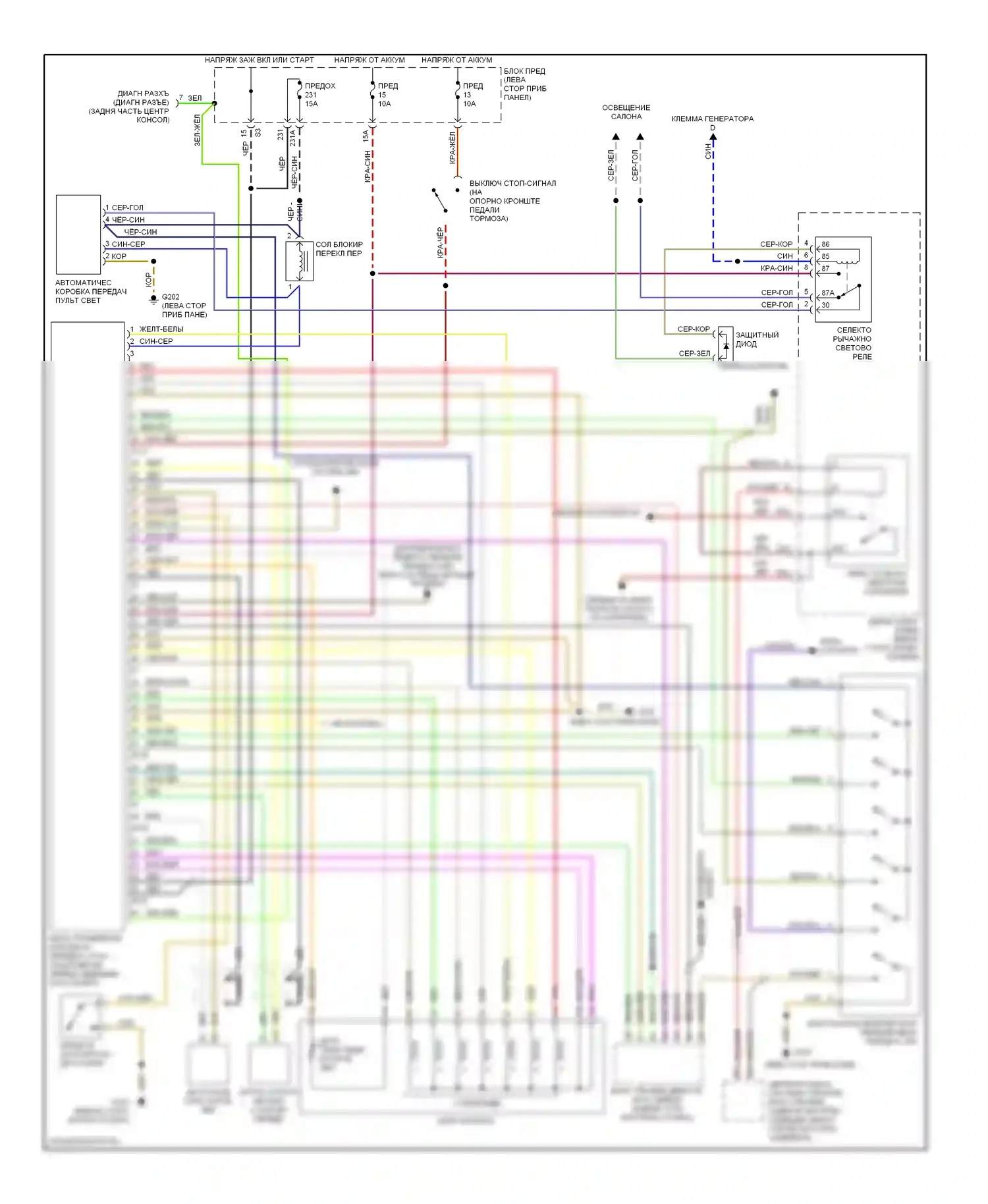 A4 Audi B5 (1994-1999): Электросхема автоматической коробки передач 