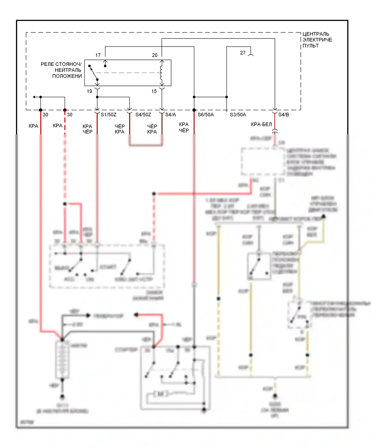 A4 Audi B5 (1994-1999): Электросхема стартера 