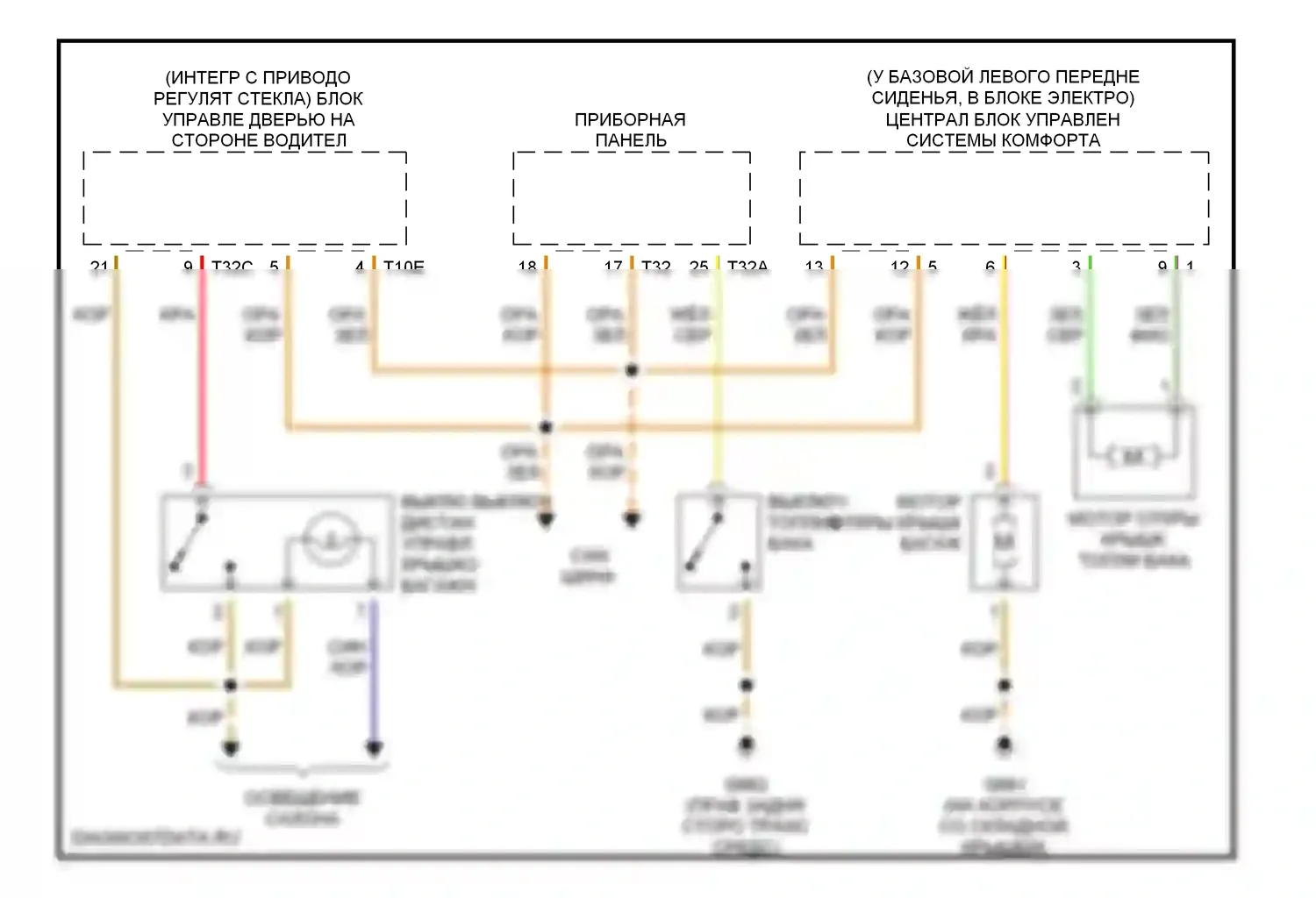 A4 Audi B6 (2000-2006): Электросхема открытия багажника и лючка топливного бака, с кабриолетом 