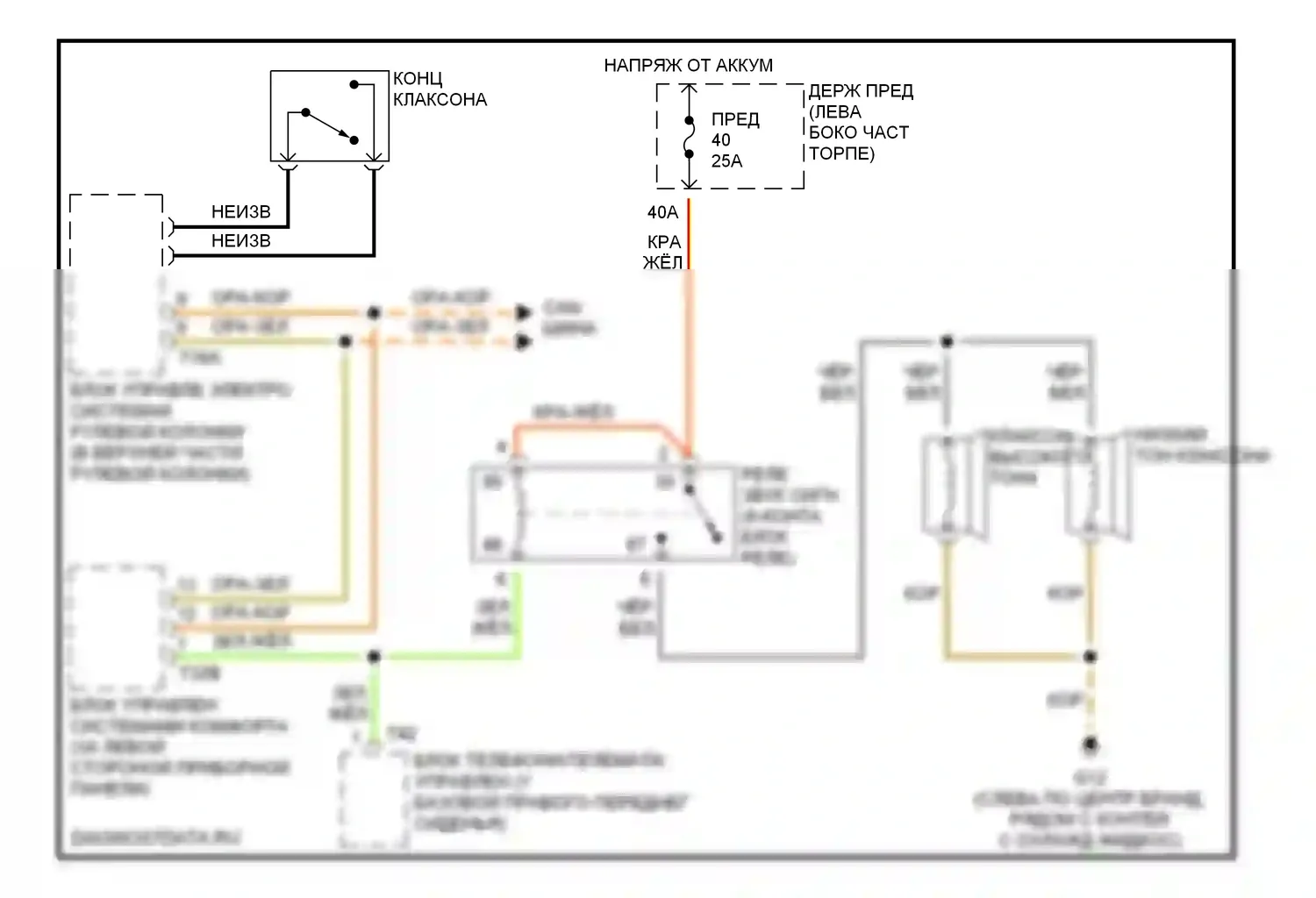 A4 Audi B6 (2000-2006): Электросхема клаксона 