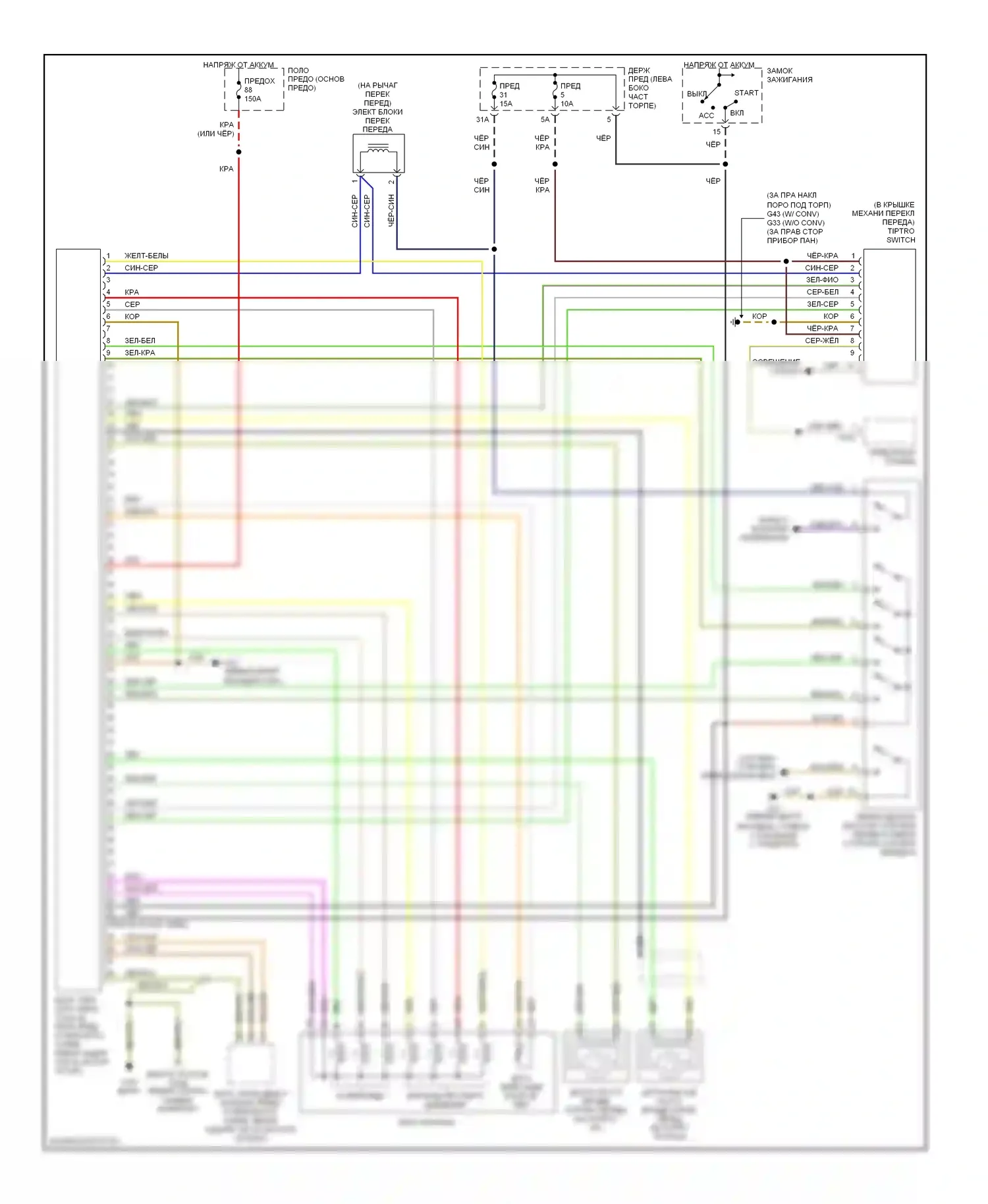 A4 Audi B6 (2000-2006): Электросхема автоматической коробки передач, без cvt 