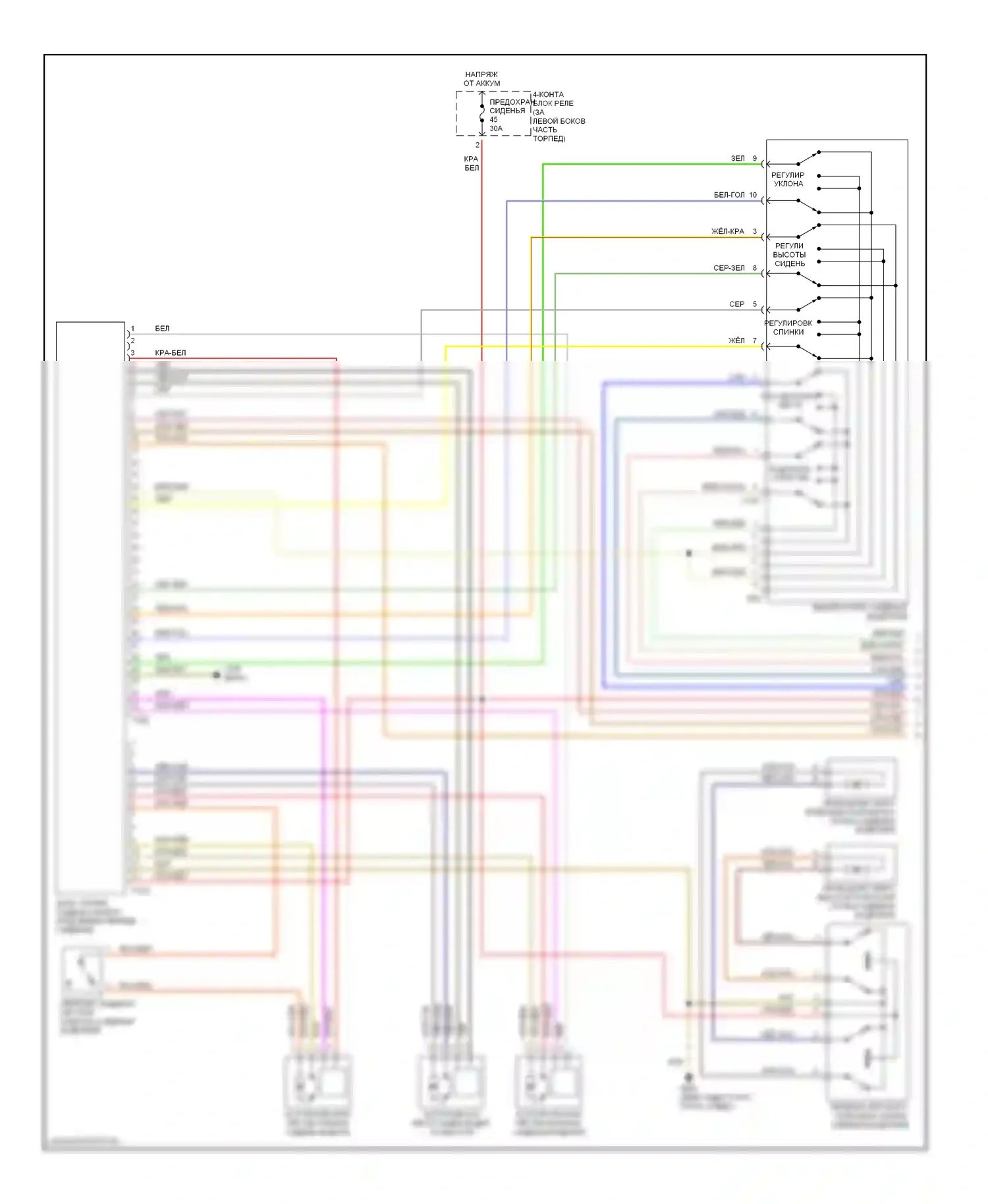 A4 Audi B6 (2000-2006): Электросхема систем памяти, с кабриолетом (1 из 4) 