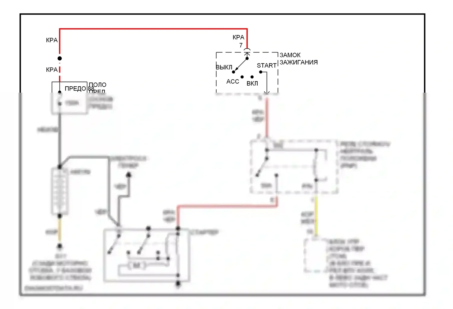 A4 Audi B6 (2000-2006): Электросхема стартера, 6-ступенчатая автоматическая коробка передач 