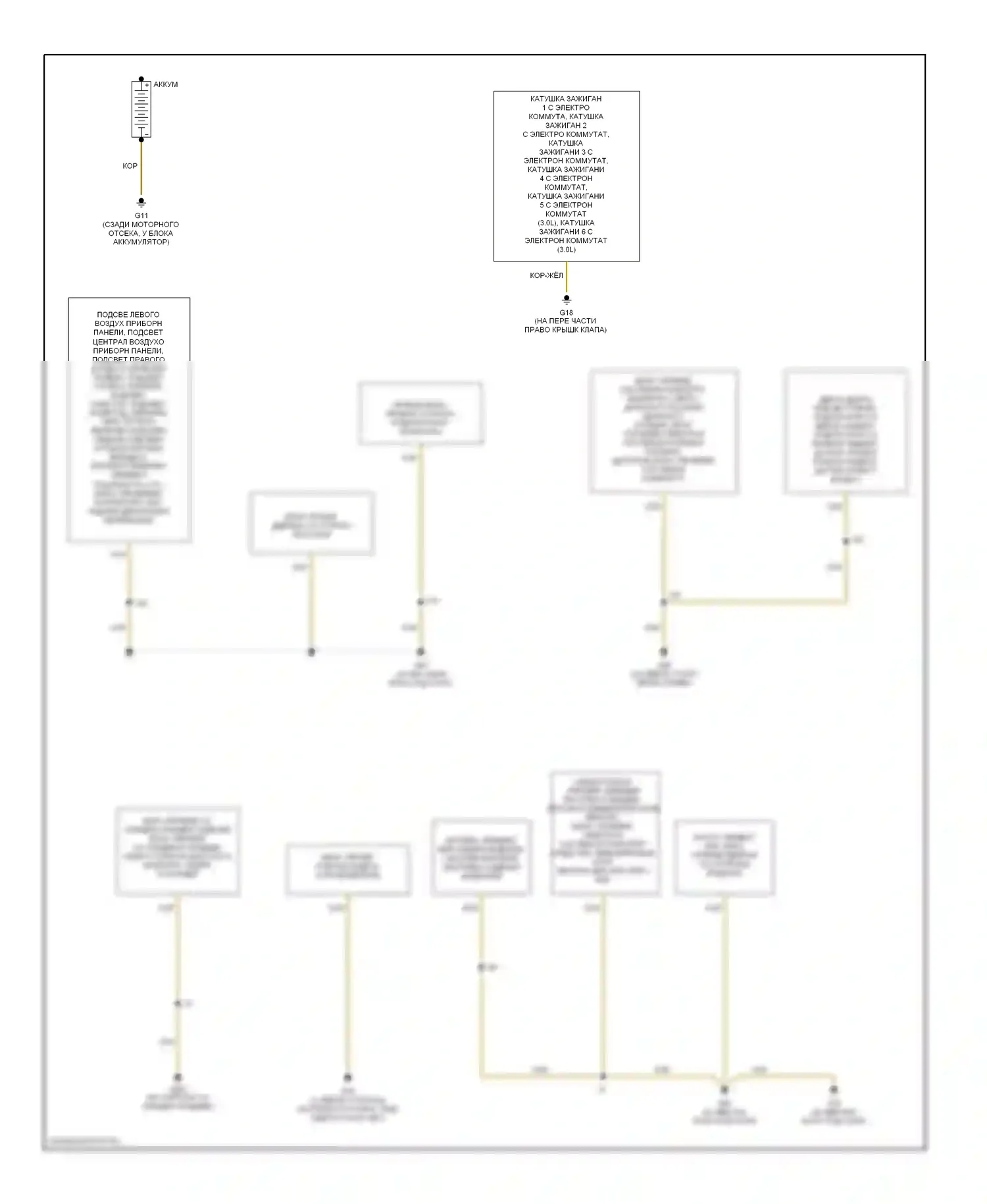 A4 Audi B6 (2000-2006): Электросхема разводки массы, с кабриолетом (1 из 2) 