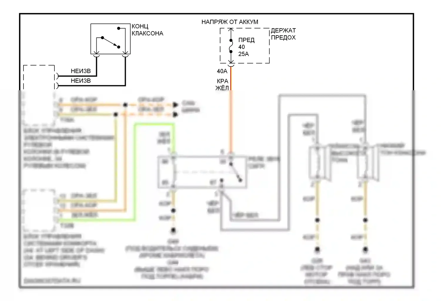 A4 Audi B7 (2004-2009): Электросхема клаксона 