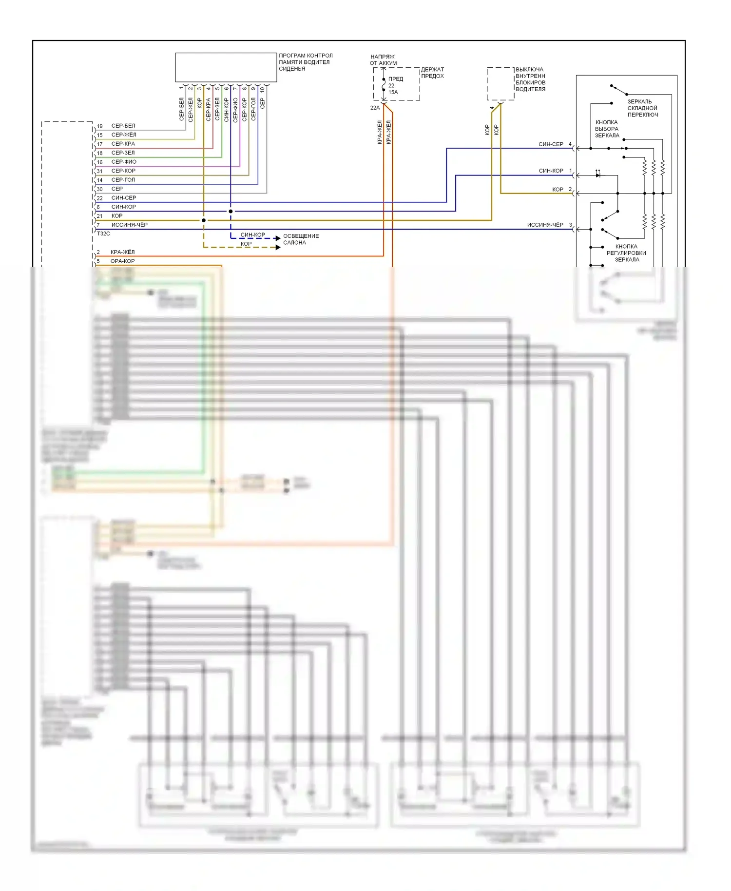 A4 Audi B7 (2004-2009): Электросхема систем памяти, кроме кабриолета (2 из 2) 