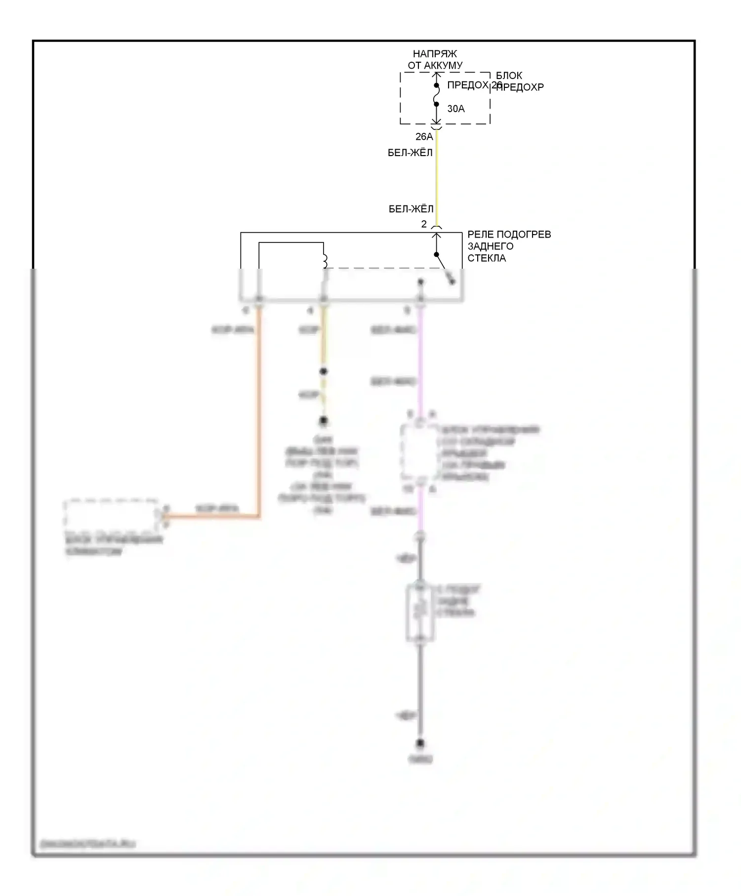 A4 Audi B7 (2004-2009): Электросхема заднего подогрева, кабриолет 