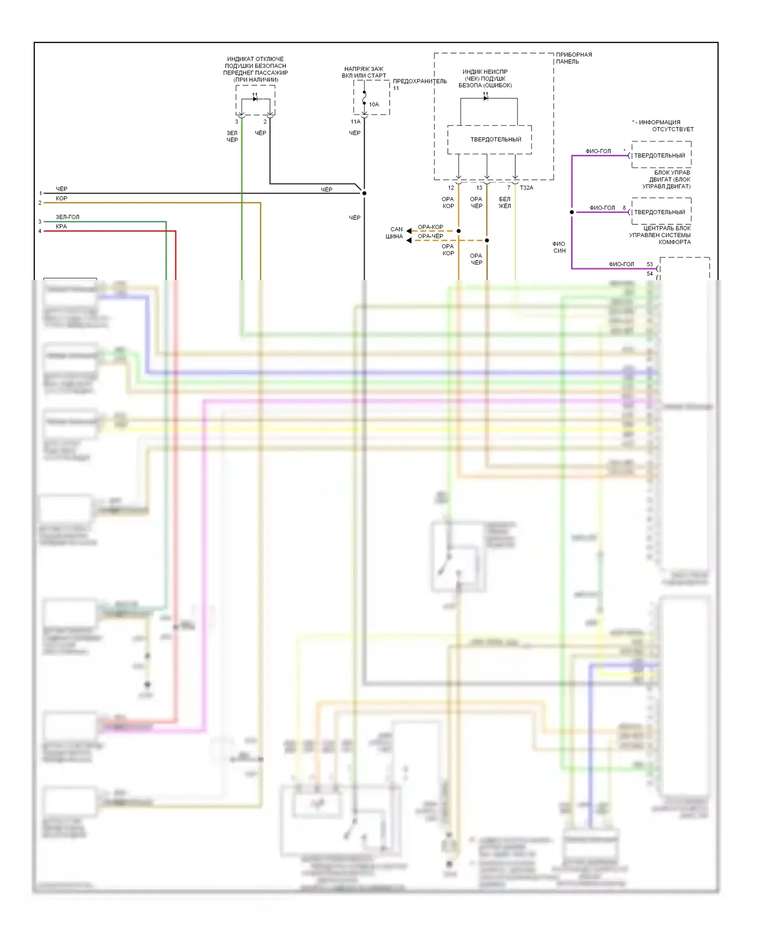 A4 Audi B7 (2004-2009): Электросхема подушек безопасности, с кабриолетом (2 из 2) 