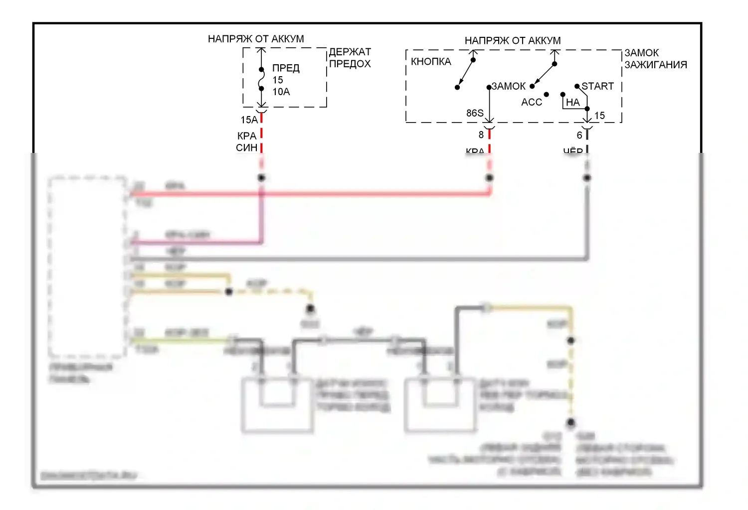 A4 Audi B7 (2004-2009): Электросхема датчика износа тормозов 