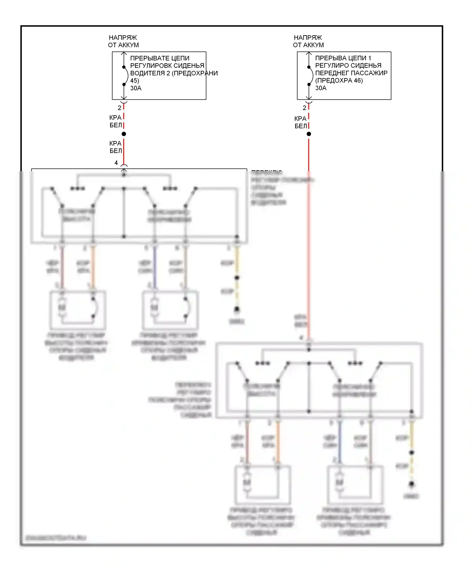 A4 Audi B7 (2004-2009): Поясничная электросхема, кабриолет 