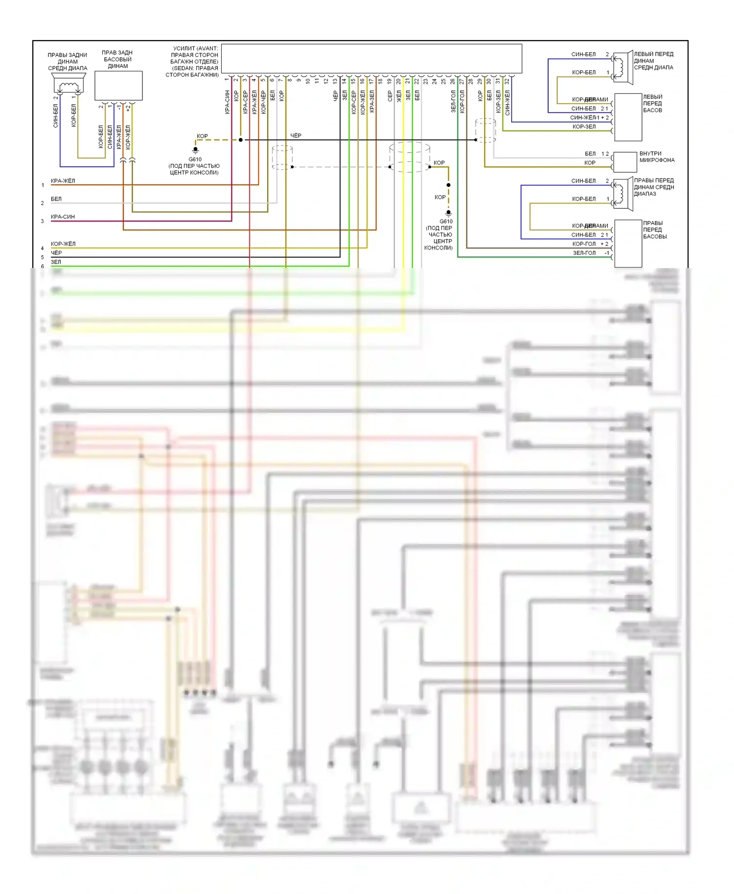 A4 Audi B7 (2004-2009): Электросхема навигации, кроме кабриолета с бозой (2 из 2) 
