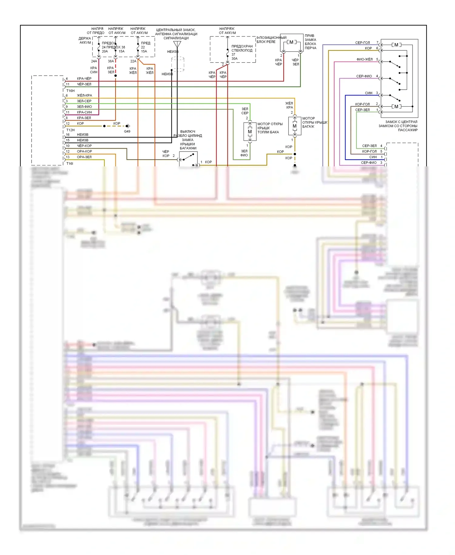 A4 Audi B7 (2004-2009): Электросхема центрального замка, кабриолет 