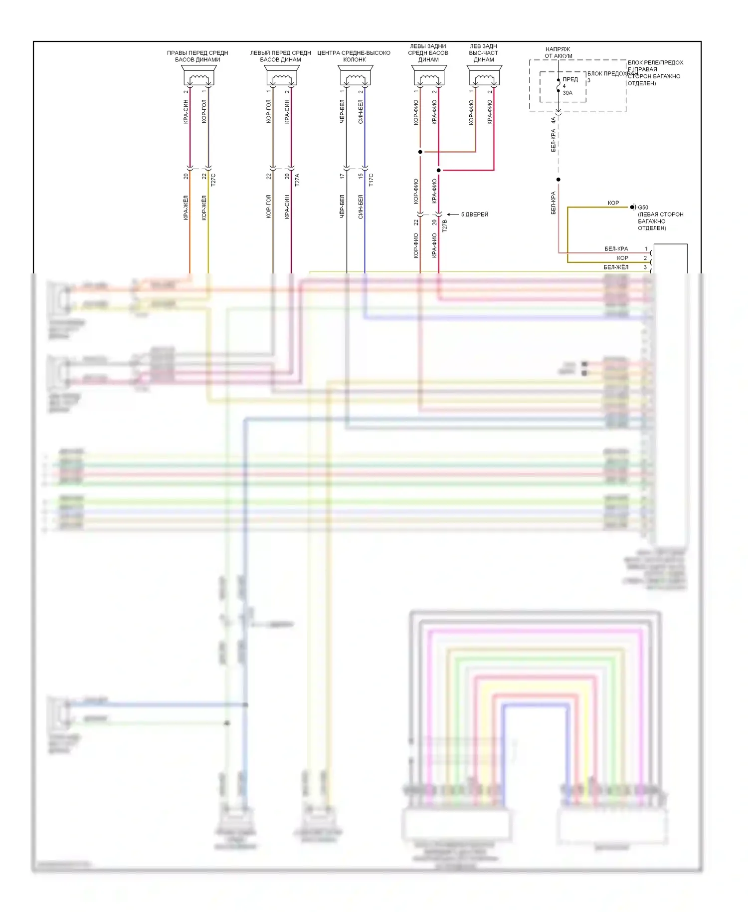 A4 Audi B8 рестайлинг (2011-2015): Электросхема радиосистемы, стандартная информационно-развлекательная система (2 из 2) 