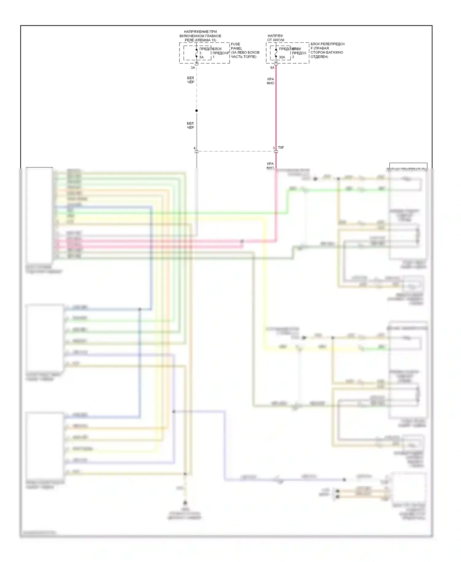 A4 Audi B8 рестайлинг (2011-2015): Электросхема задних обогреваемых сидений 