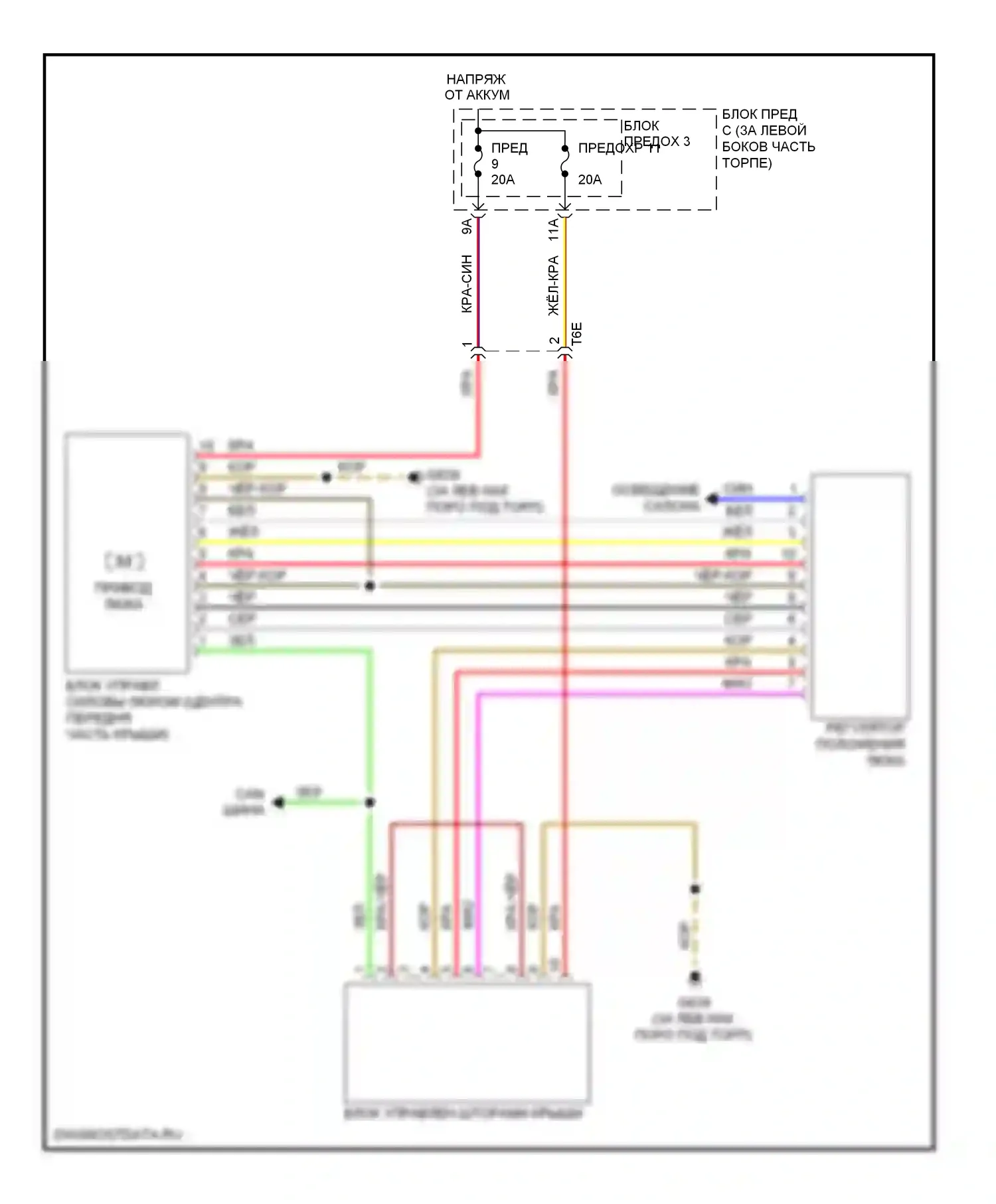 A4 Audi B8 рестайлинг (2011-2015): Электросхема складной крыши/люка, с глухой крышей 