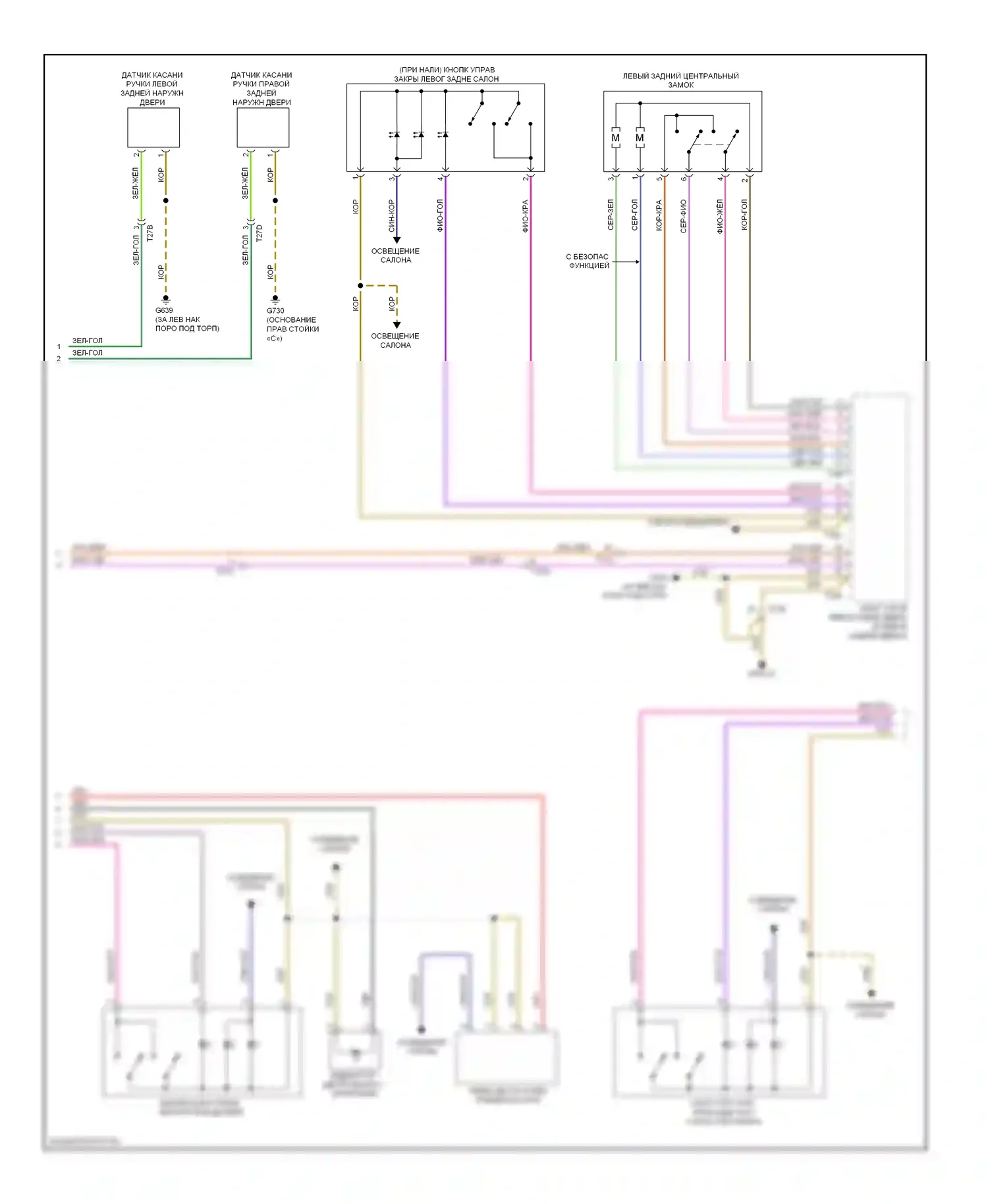 A4 Audi B8 рестайлинг (2011-2015): Электросхема центрального замка (2 из 3) 