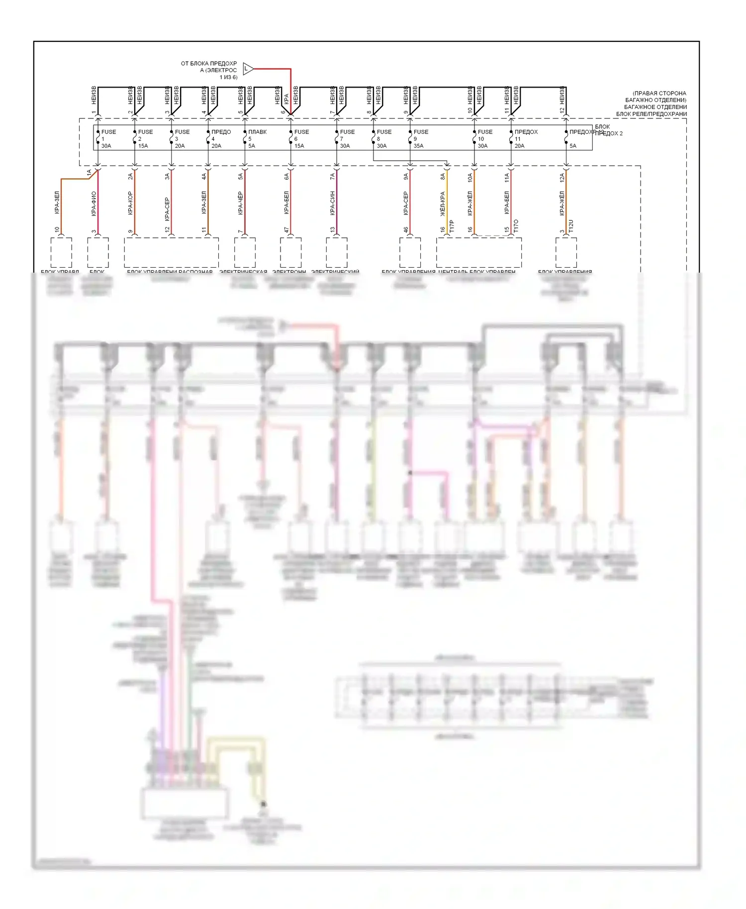 A4 Audi B8 (2007-2012): Электросхема блока предохранителей реле (3 из 6) 