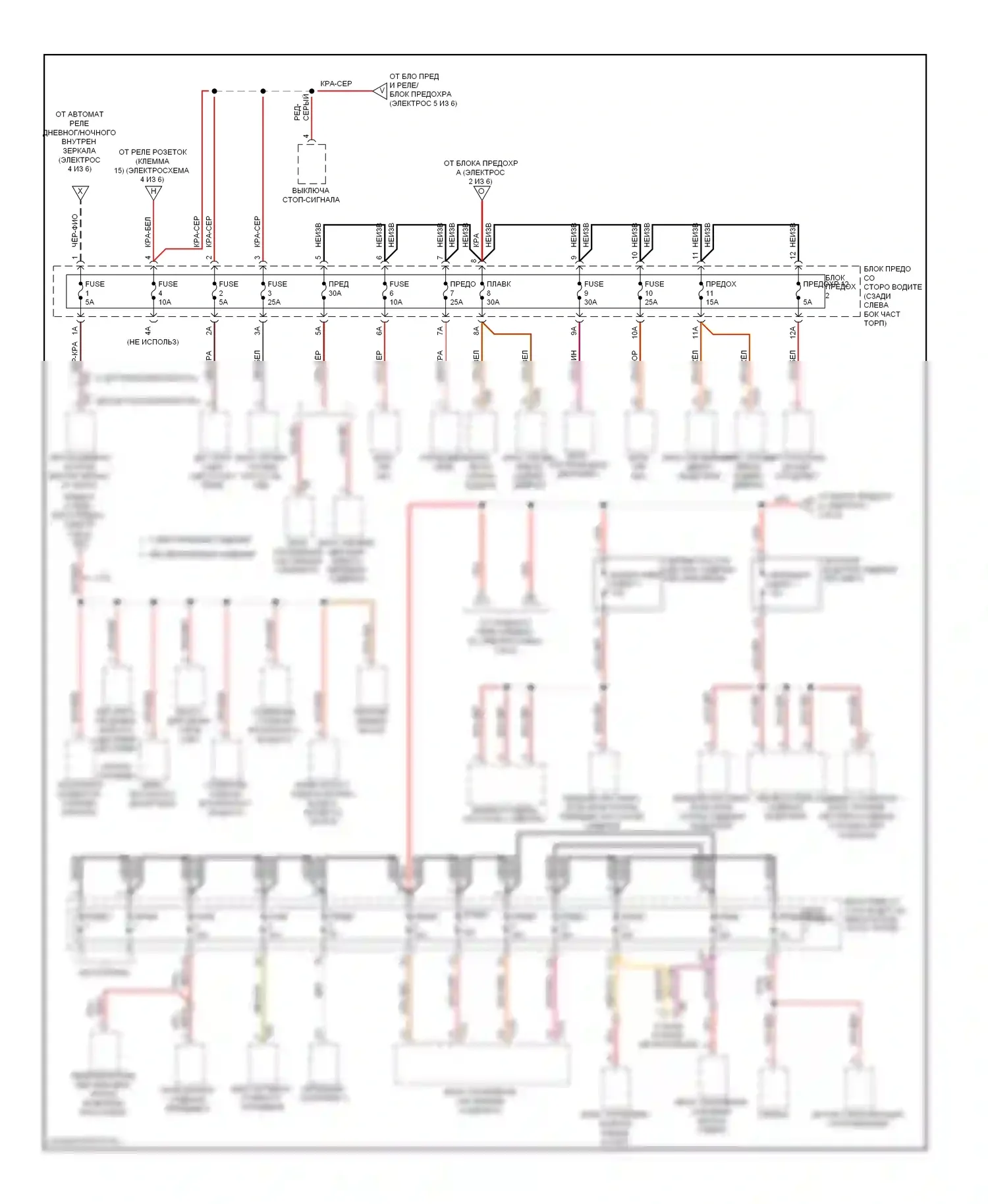A4 Audi B8 (2007-2012): Электросхема блока предохранителей реле (6 из 6) 