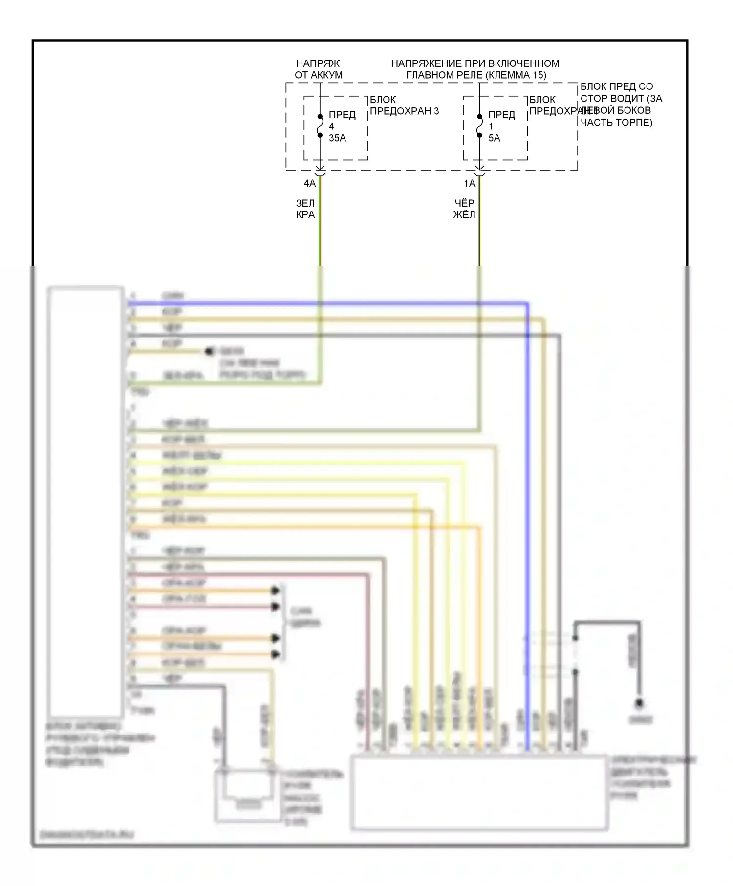 A4 Audi B8 (2007-2012): Электросхема блока активного рулевого управления 