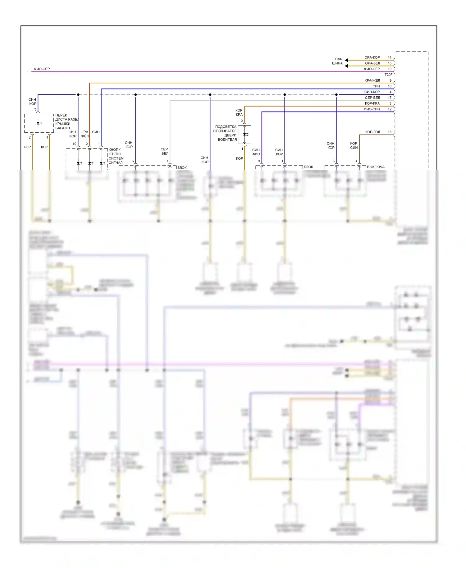 A4 Audi B8 (2007-2012): Электросхема подсветки приборной панели (2 из 2) 