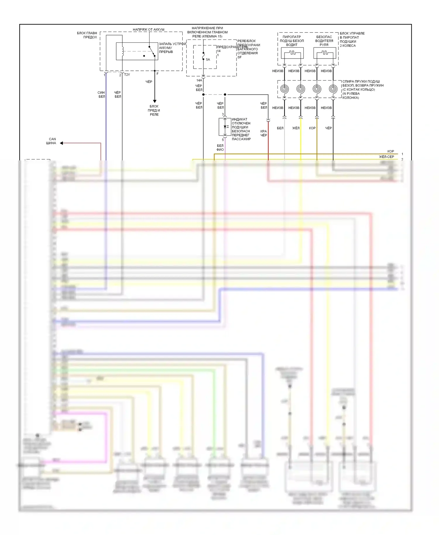 A4 Audi B8 (2007-2012): Электросхема подушек безопасности (1 из 3) 