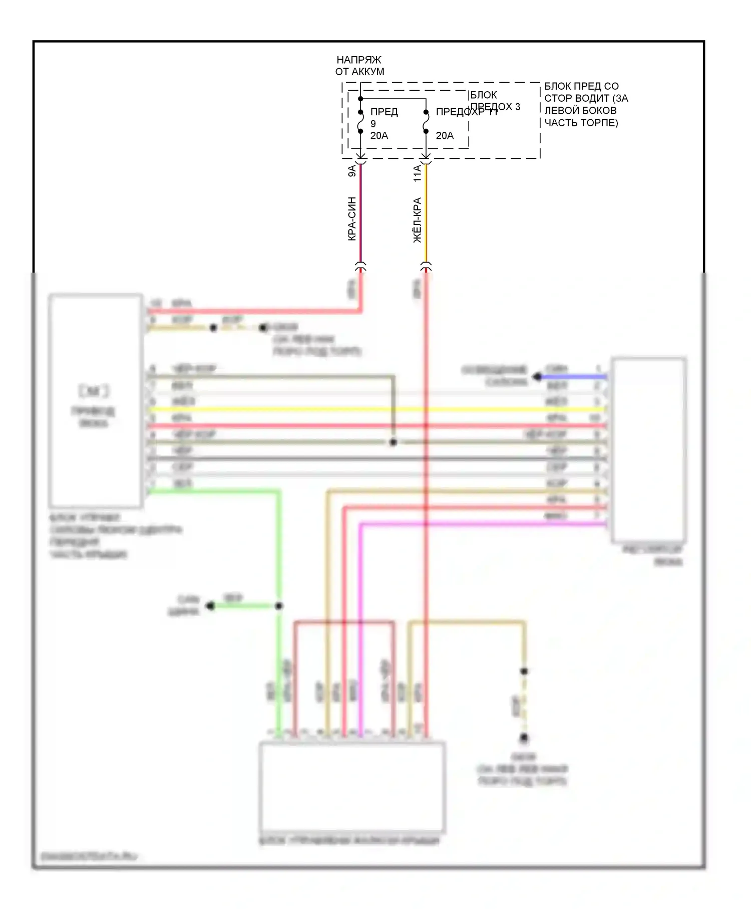 A4 Audi B8 (2007-2012): Электросхема складной крыши/люка, с глухой крышей 