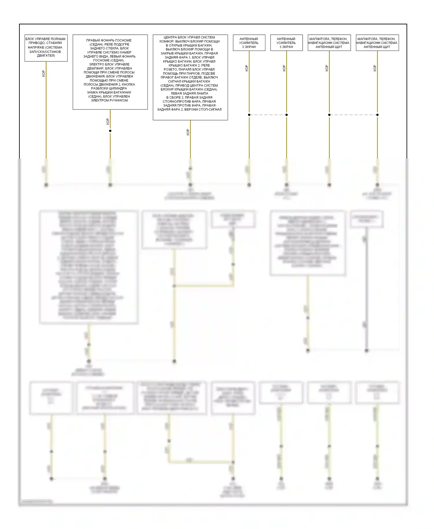 A4 Audi B8 (2007-2012): Электросхема точек подключения масс (2 из 3) 