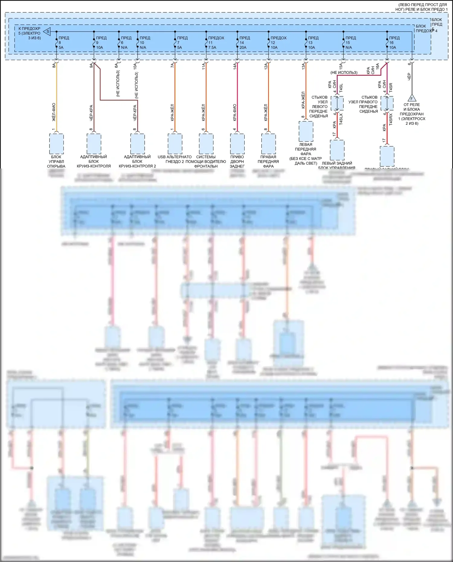 A4 Audi B9 рестайлинг (2019-2024): Электросхема блока предохранителей реле (4 из 6) 