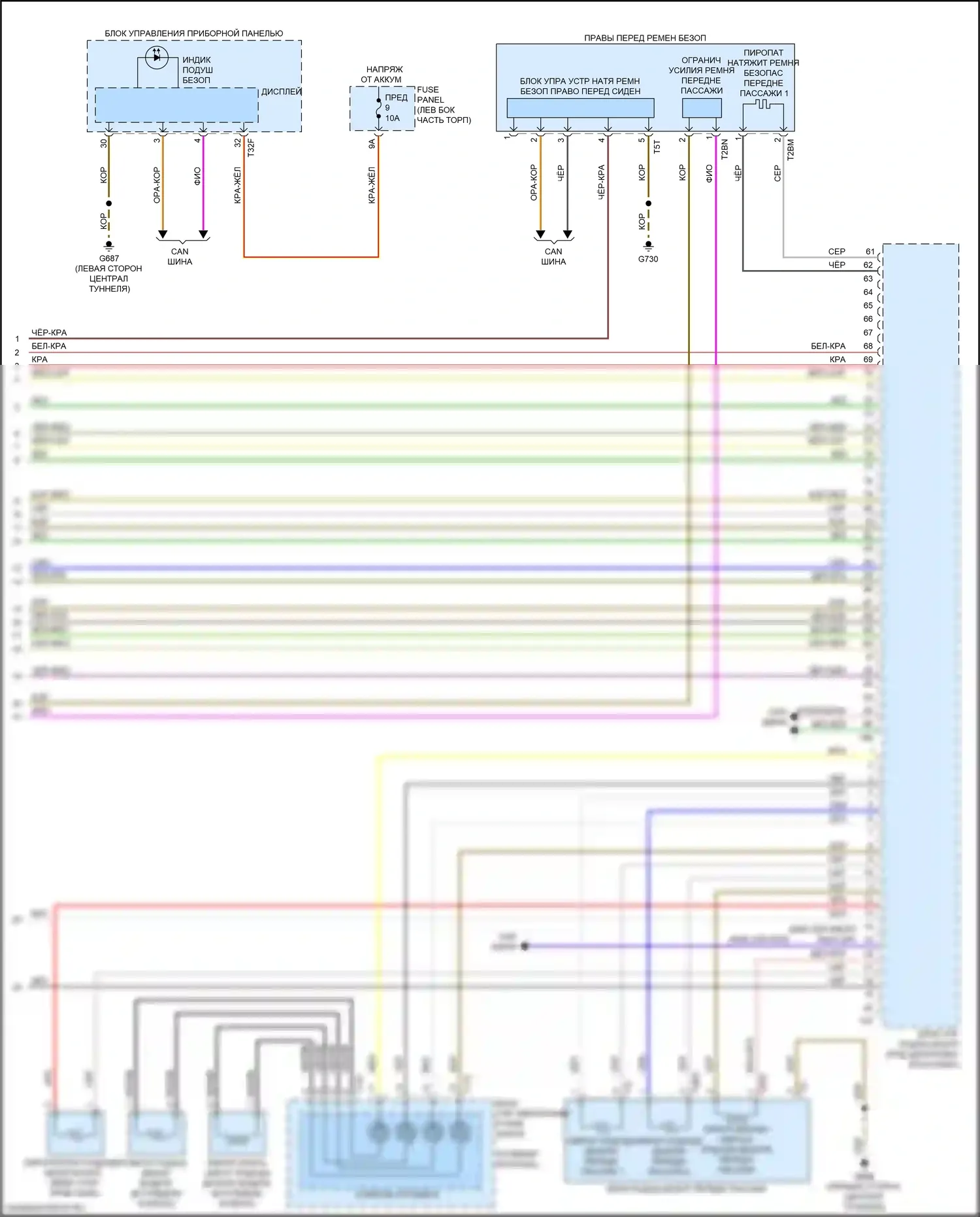 A4 Audi B9 рестайлинг (2019-2024): Электросхема подушек безопасности (5 из 5) 