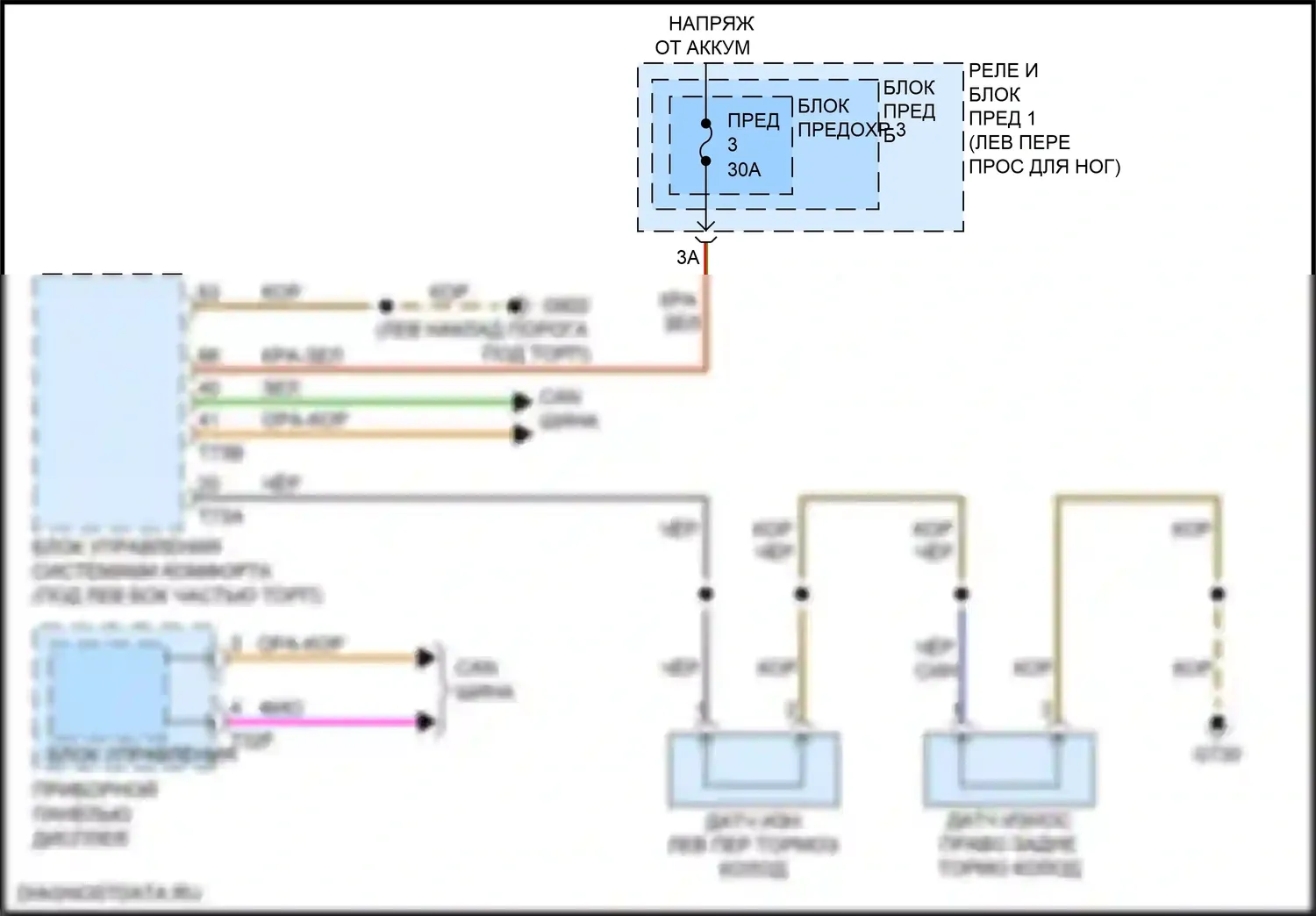 A4 Audi B9 рестайлинг (2019-2024): Электросхема датчика износа тормозов 