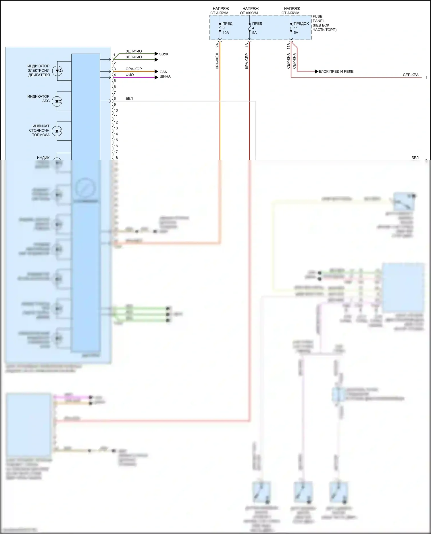 A4 Audi B9 рестайлинг (2019-2024): Электросхема приборной панели, без дисплея активной информации fpk (1 из 2) 