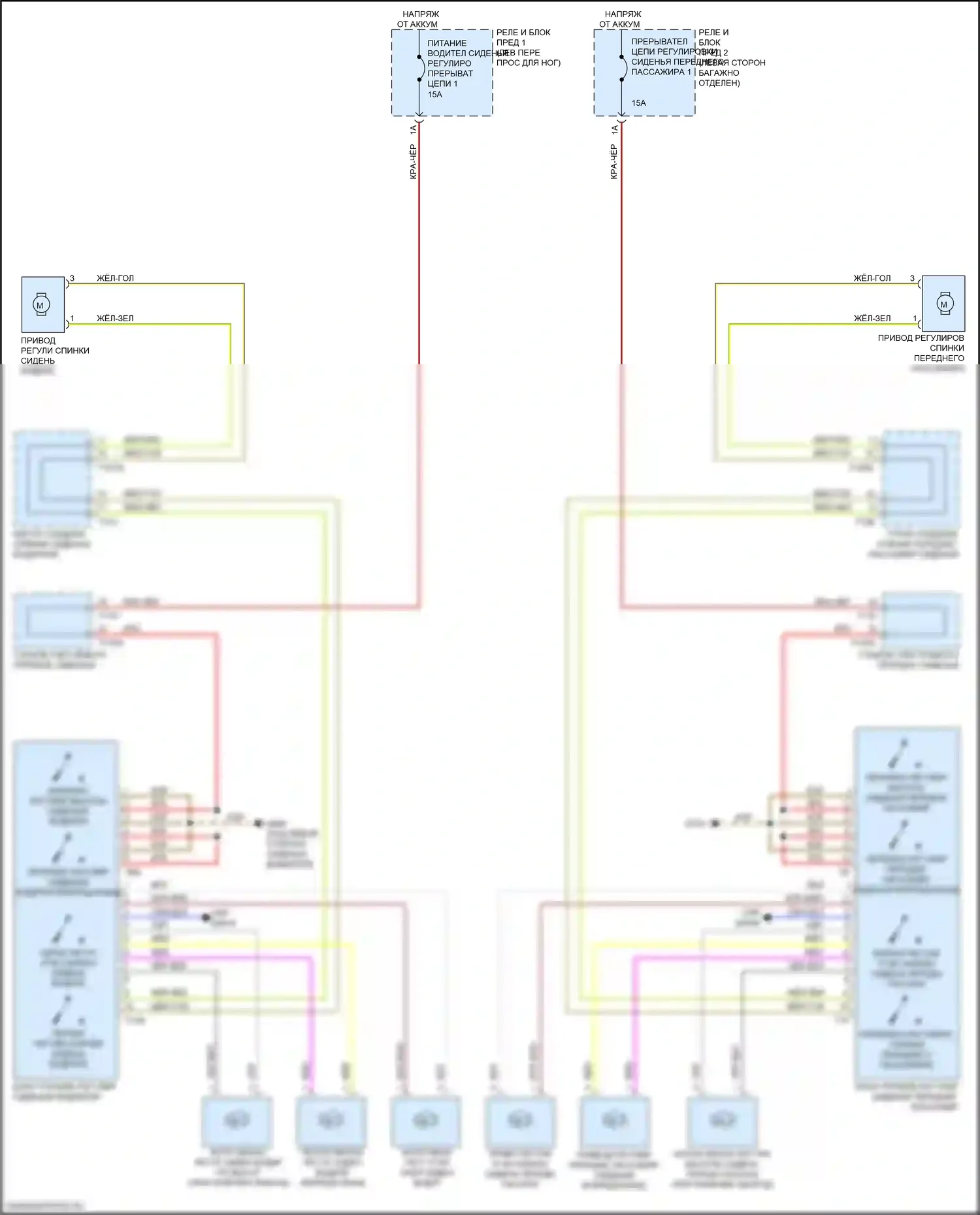 A4 Audi B9 рестайлинг (2019-2024): Электросхема сидений 