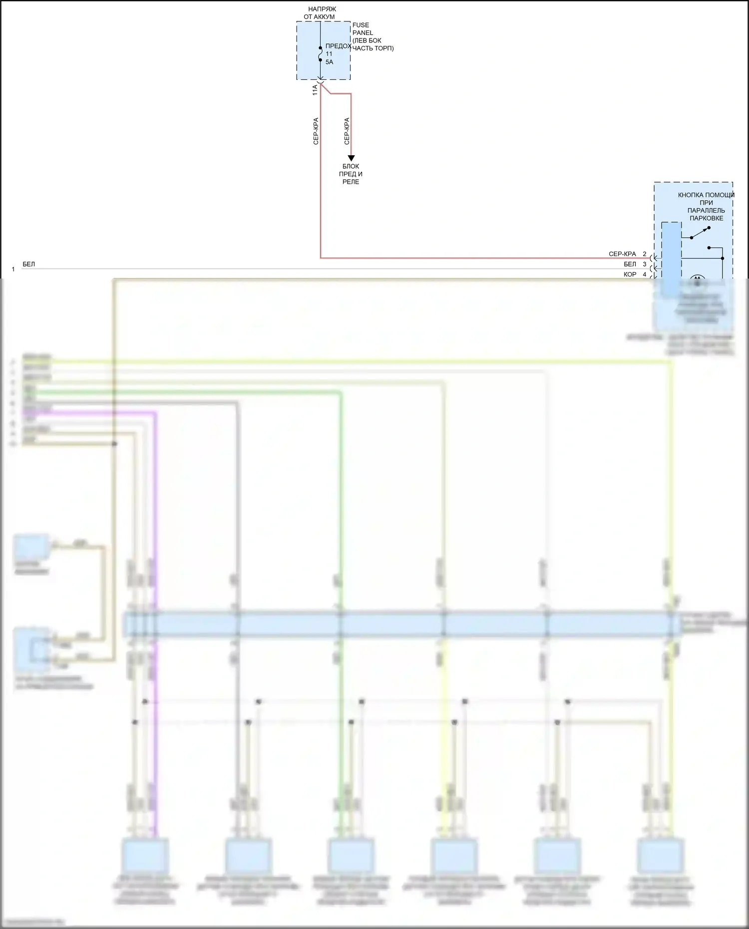A4 Audi B9 рестайлинг (2019-2024): Электросхема парктроника, с параллельной парковкой (2 из 2) 