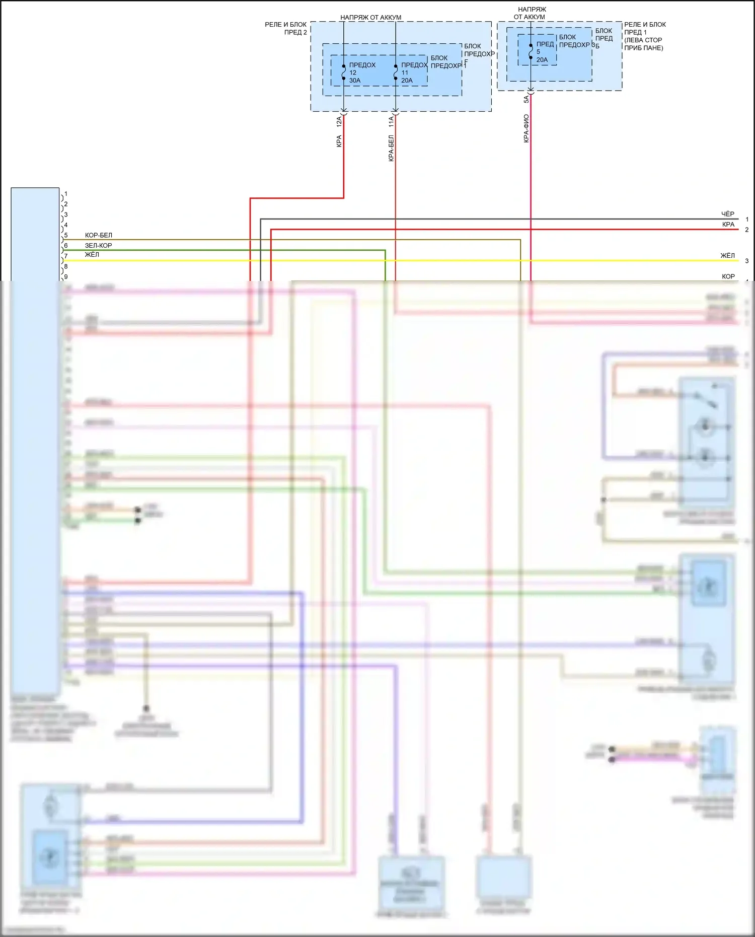 A4 Audi B9 (2015-2020): Электросхема открытия багажника и лючка топливного бака (1 из 2) 