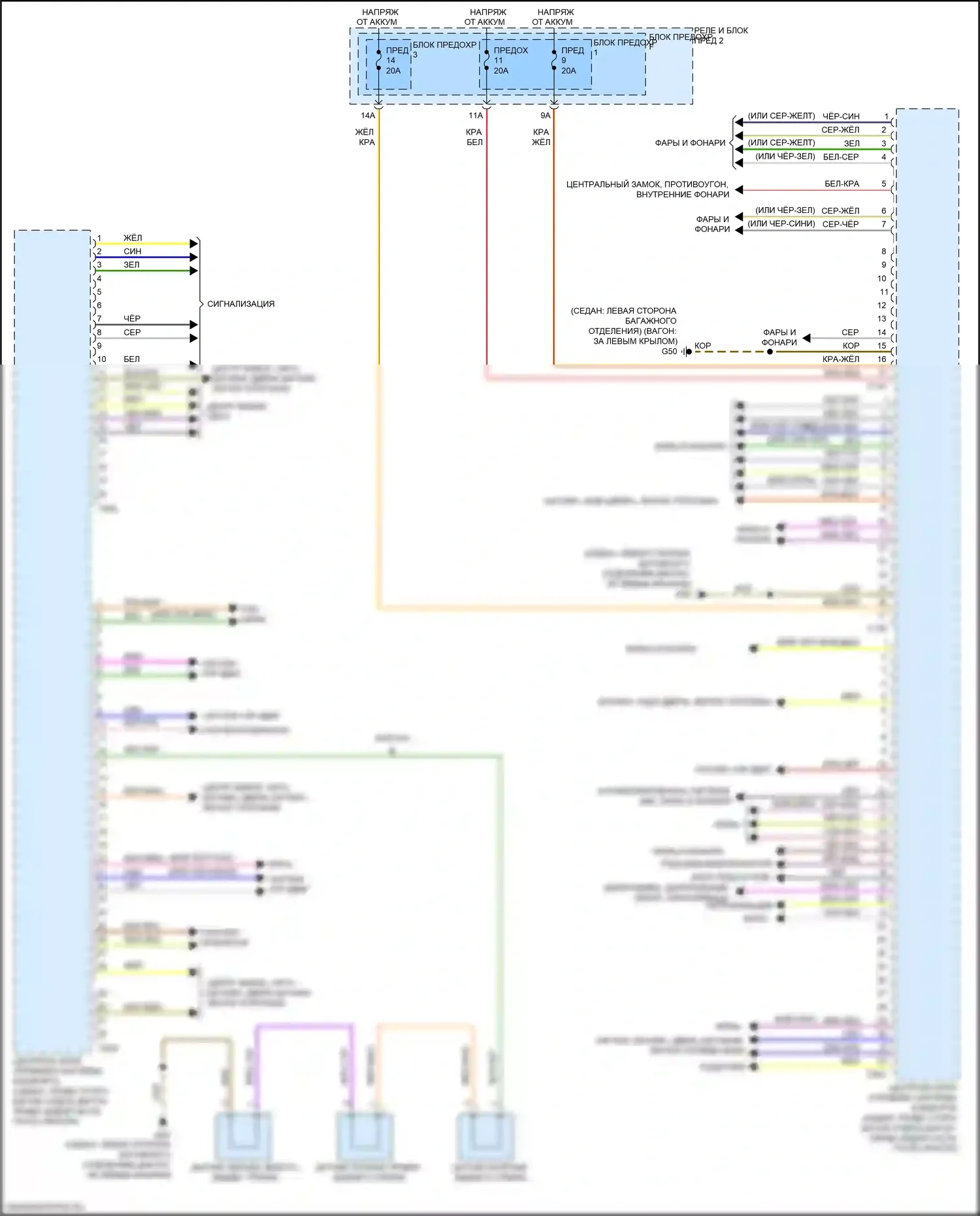 A4 Audi B9 (2015-2020): Принципиальная электросхема центрального блока управления системой комфорта 