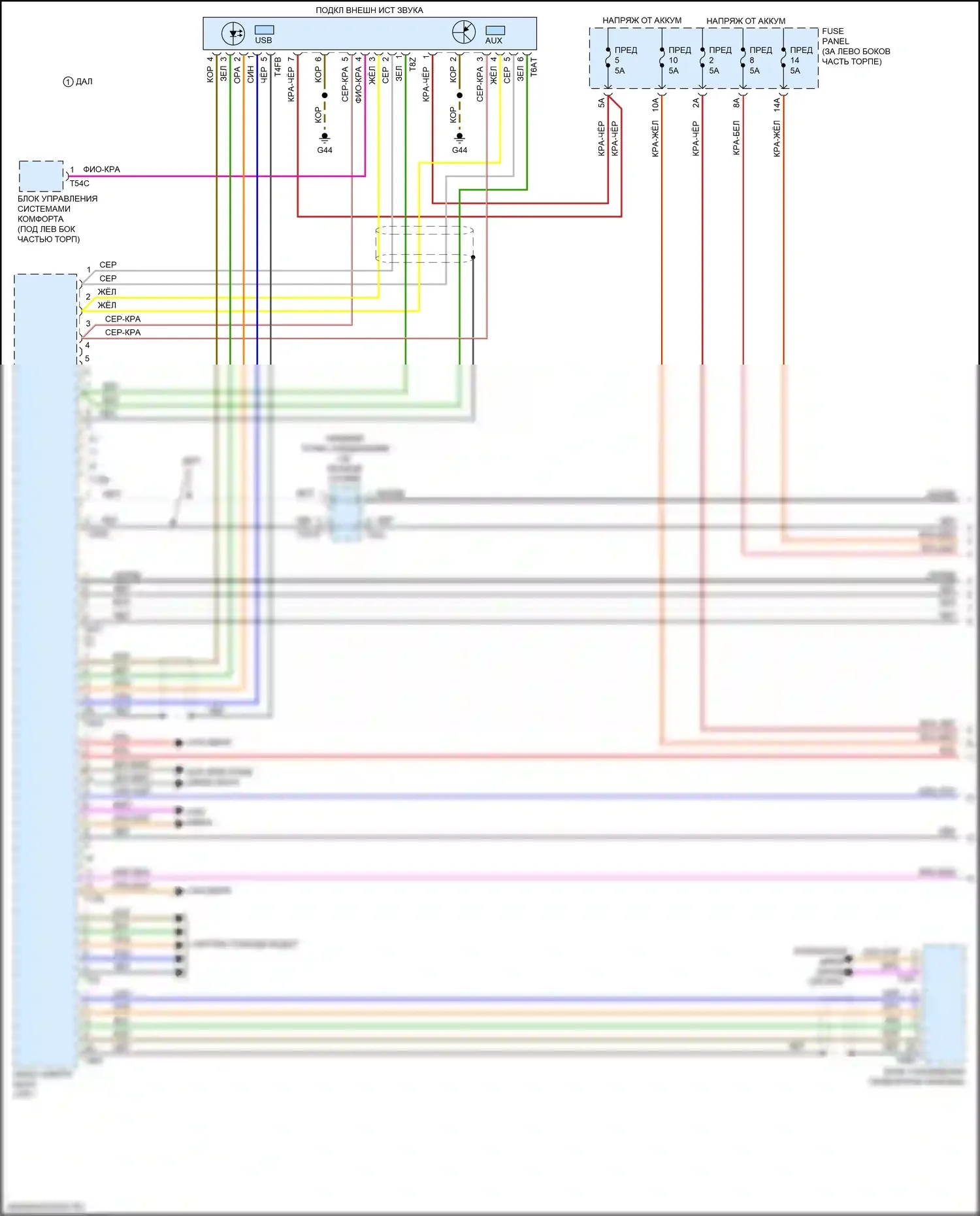 A4 Audi B9 (2015-2020): Электросхема магнитолы, со звуком bang и olufson (1 из 5) 