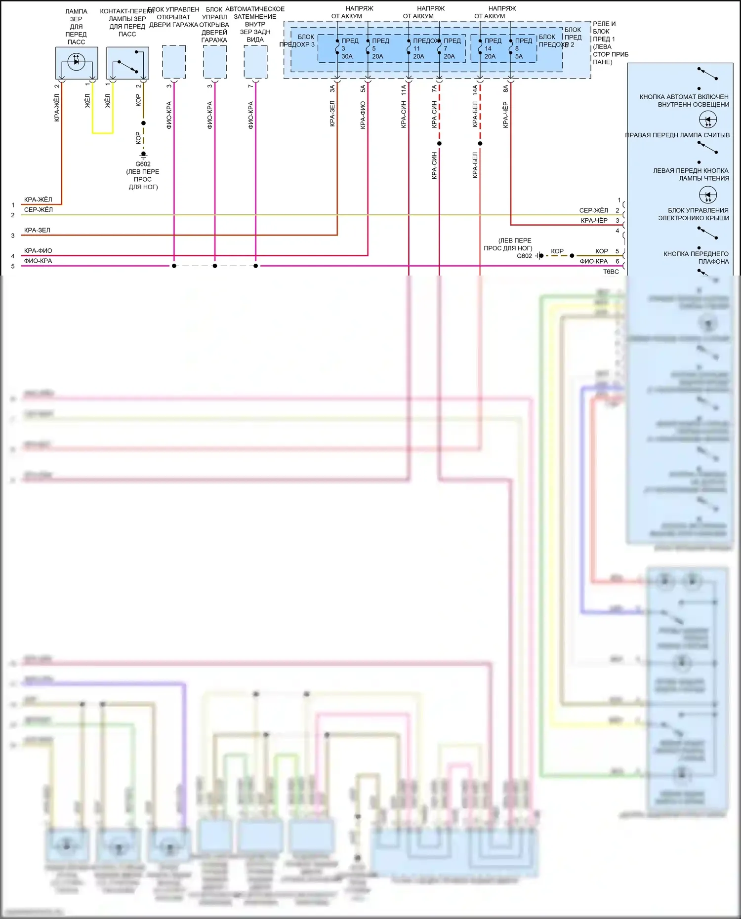 A4 Audi B9 (2015-2020): Электросхема освещения салона (5 из 5) 