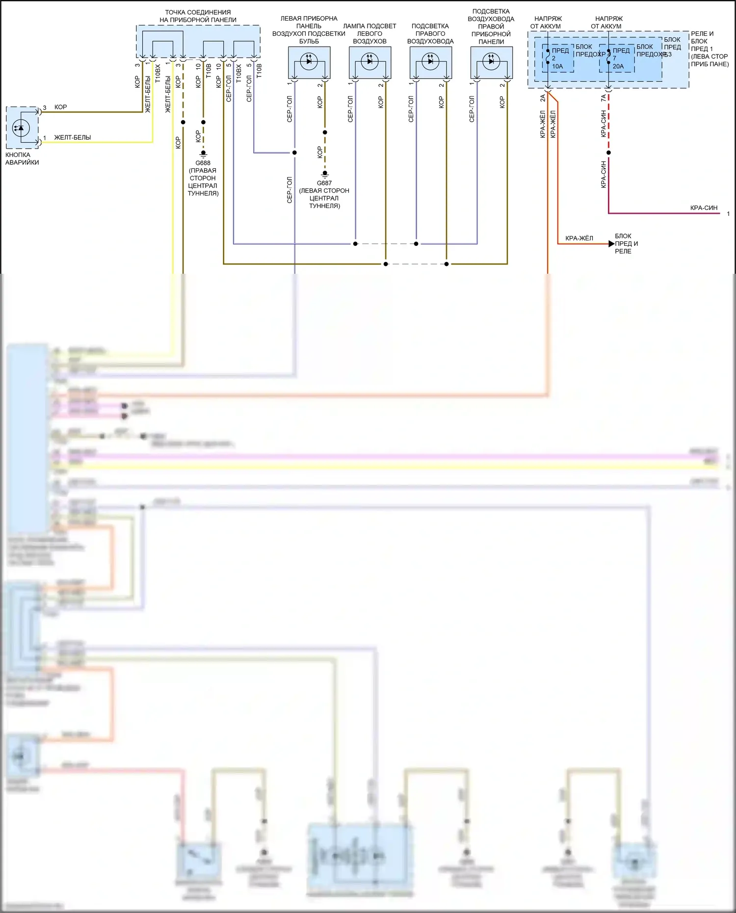 A4 Audi B9 (2015-2020): Электросхема подсветки приборной панели (1 из 4) 