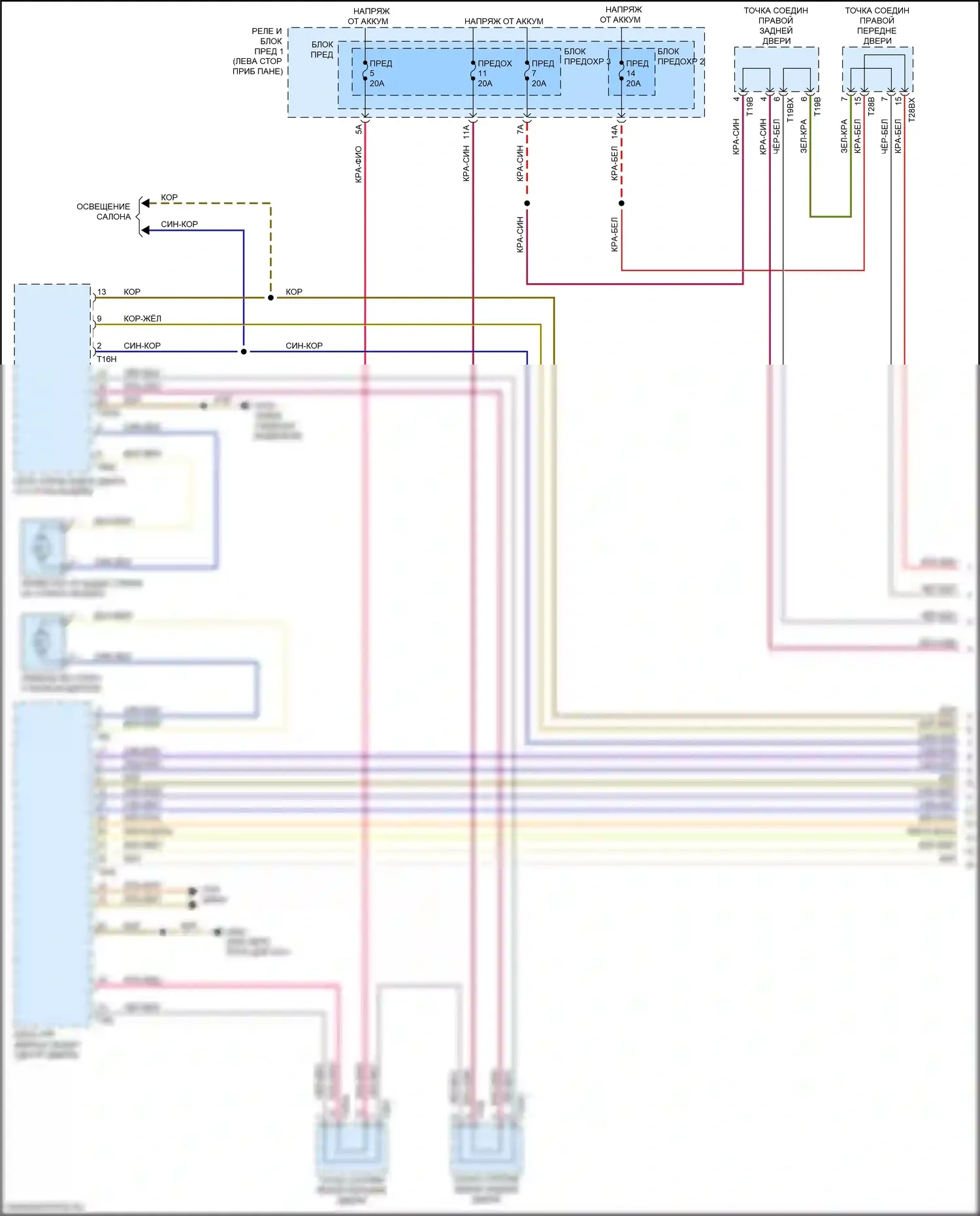 A4 Audi B9 (2015-2020): Электросхема стеклоподъемников (1 из 2) 