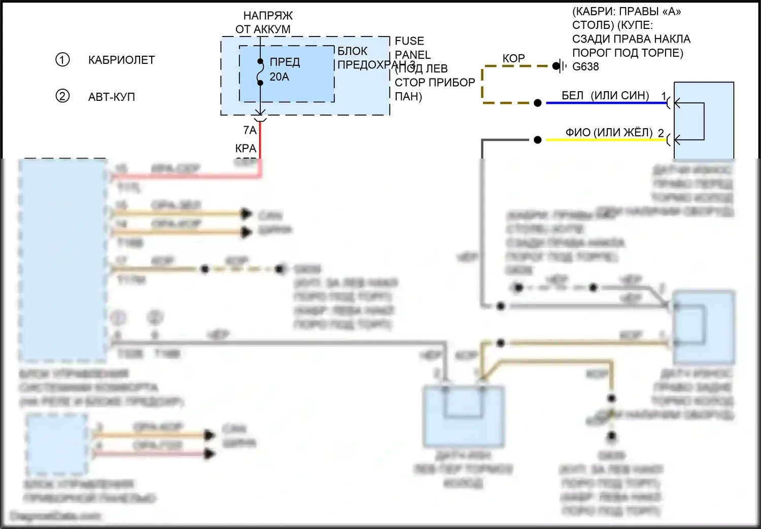 A5 Audi I рестайлинг (2011-2016): Электросхема датчика износа тормозов 