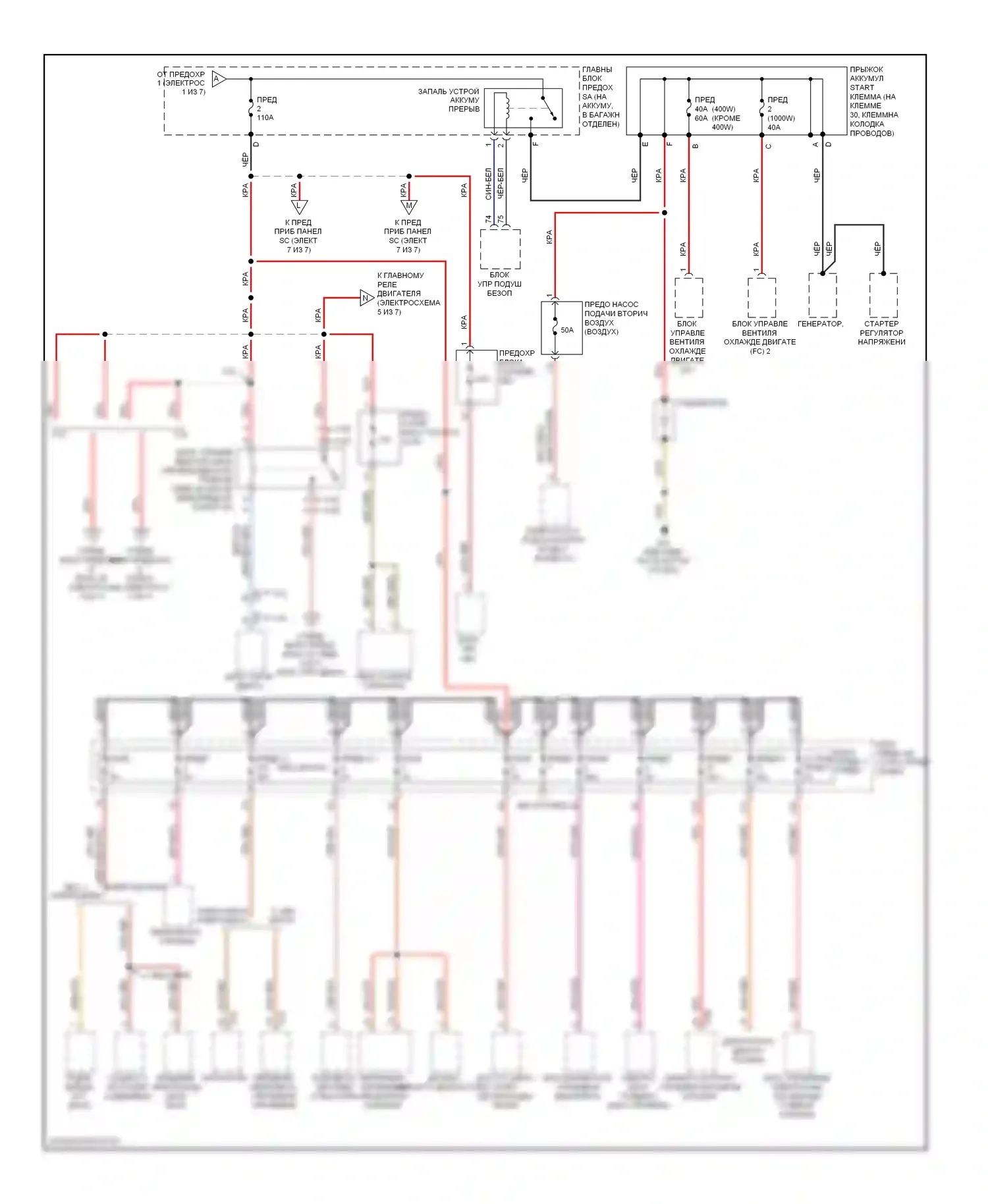 A5 Audi I (2007-2011): Электросхема блока предохранителей реле (2 из 7) 