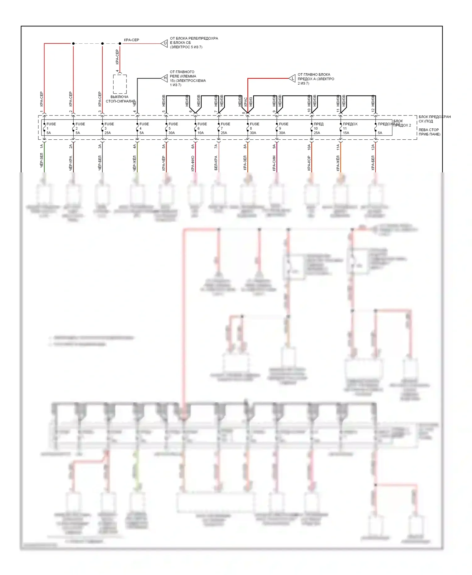 A5 Audi I (2007-2011): Электросхема блока предохранителей реле (7 из 7) 