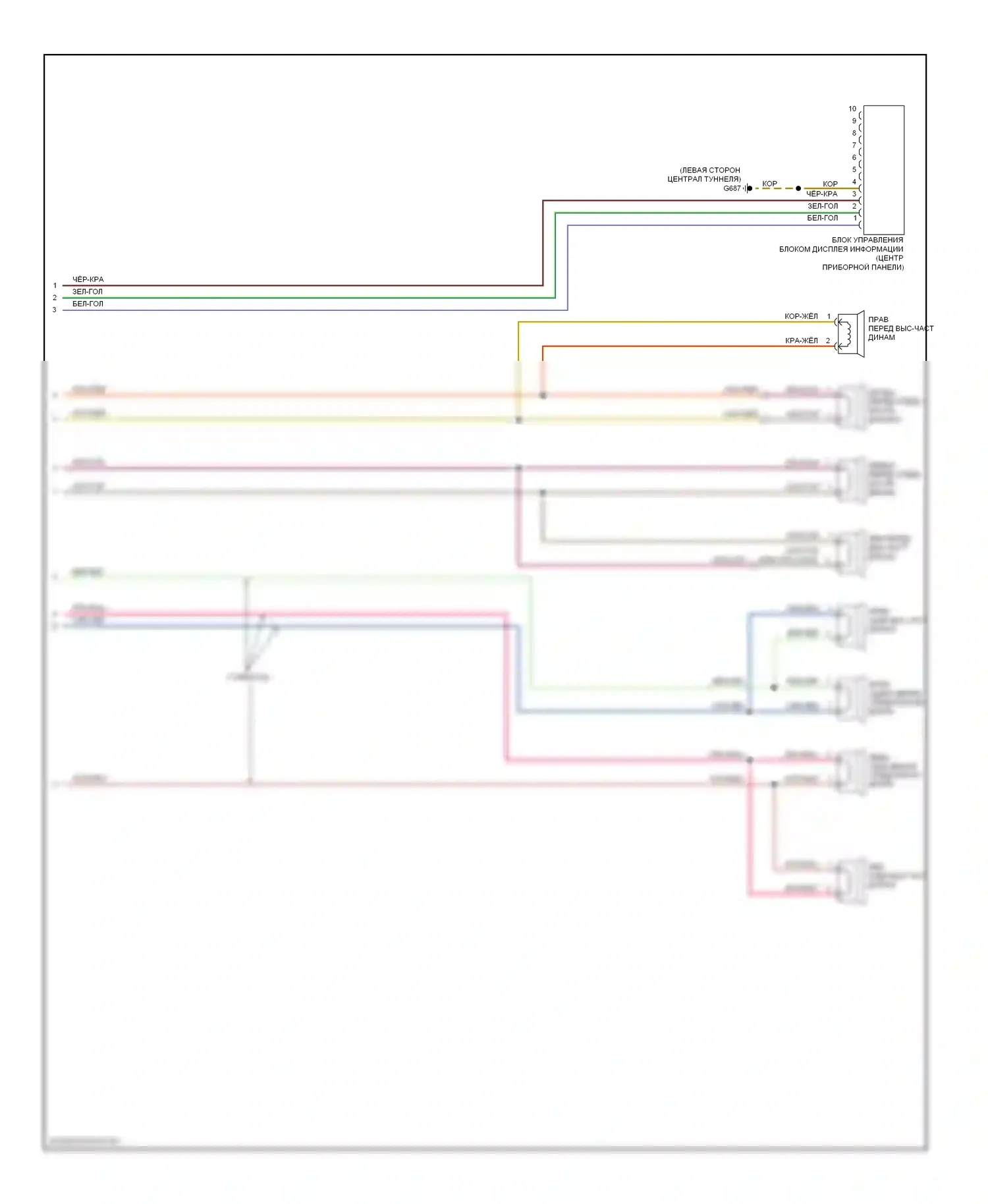 A5 Audi I (2007-2011): Электросхема радиосистемы, базовая информационно-развлекательная система (2 из 2) 