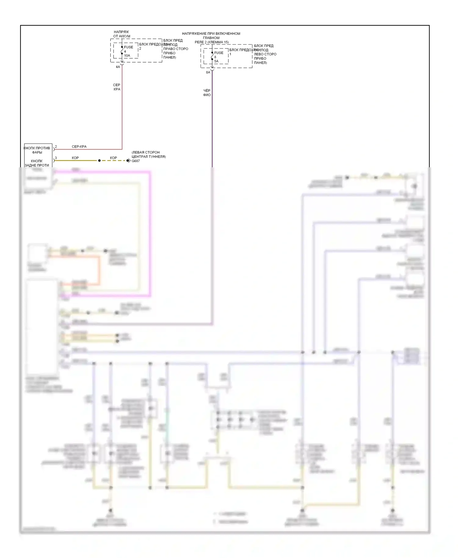 A5 Audi I (2007-2011): Электросхема подсветки приборной панели (1 из 2) 