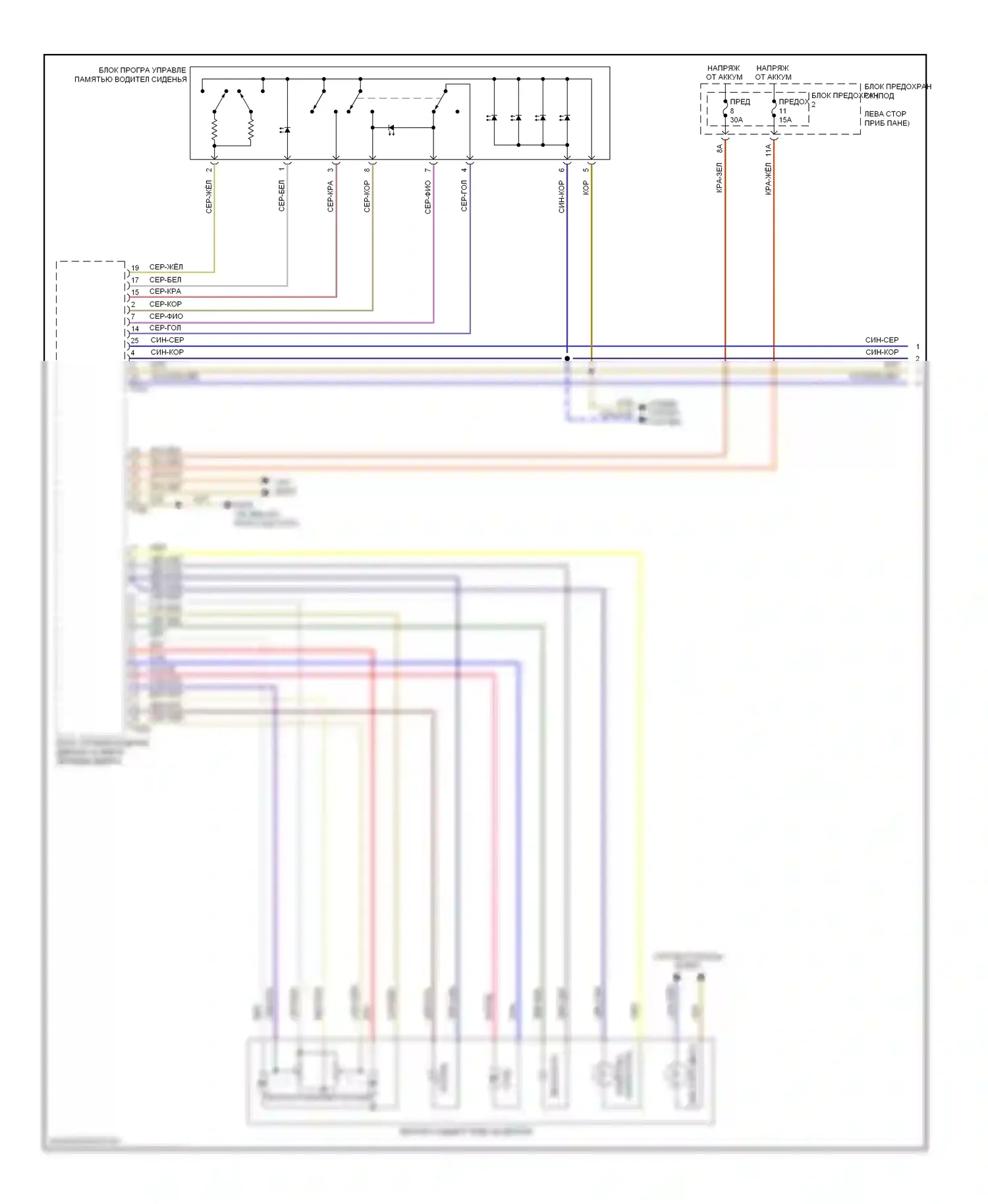 A5 Audi I (2007-2011): Электросхема памяти зеркал (1 из 2) 
