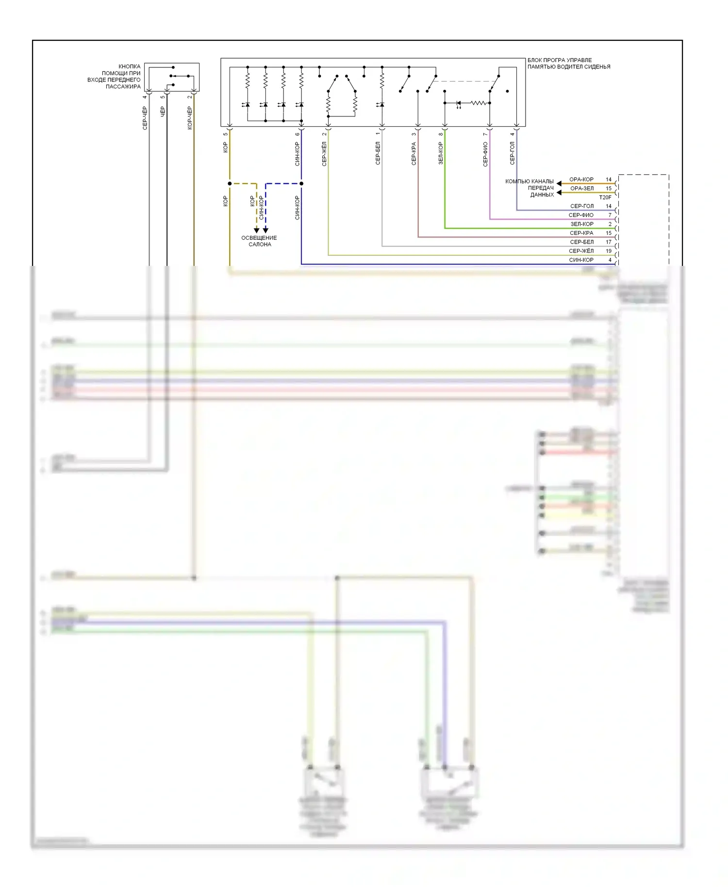 A5 Audi I (2007-2011): Электросхема сиденья памяти пассажира (2 из 2) 