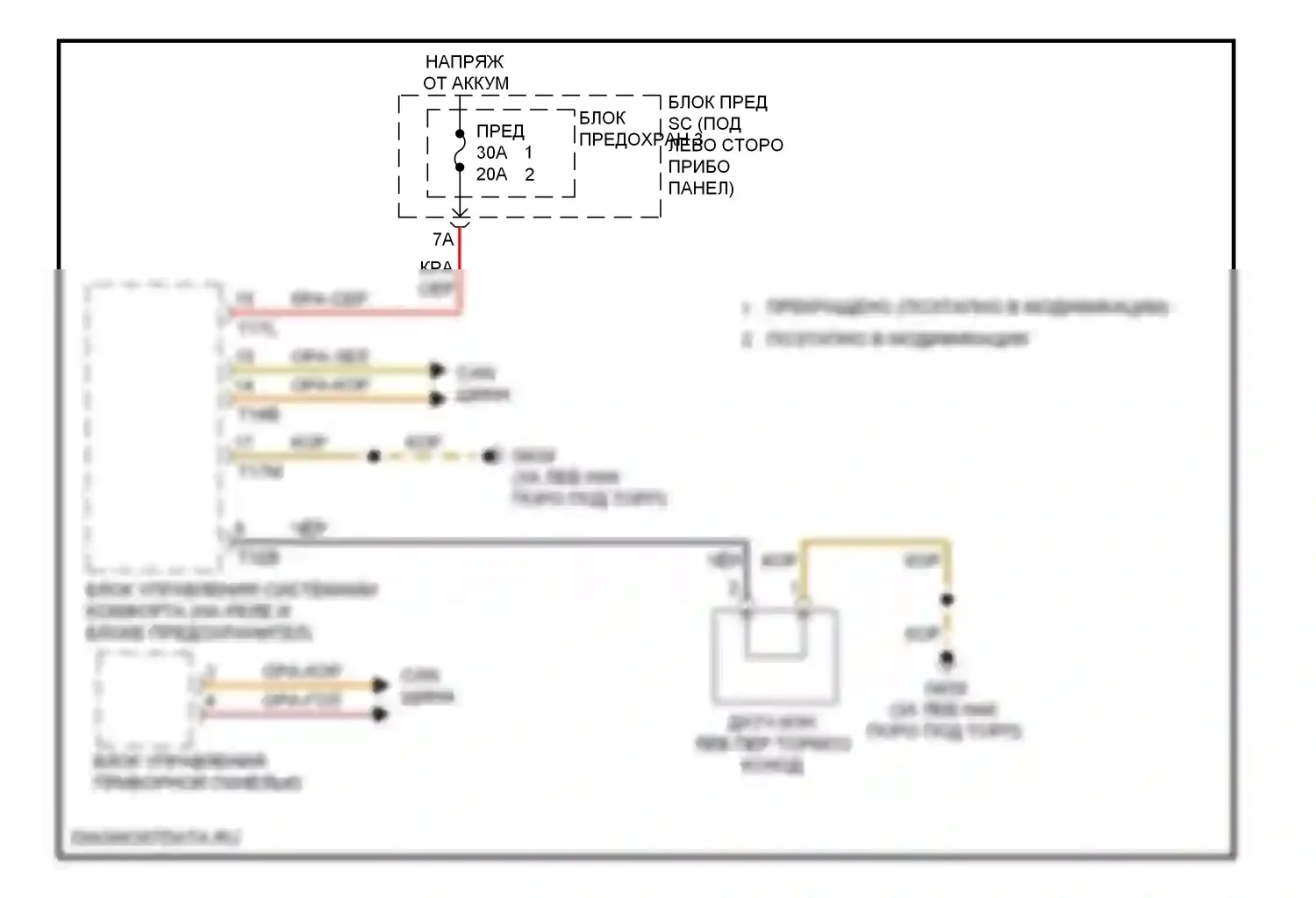 A5 Audi I (2007-2011): Электросхема датчика износа тормозов 