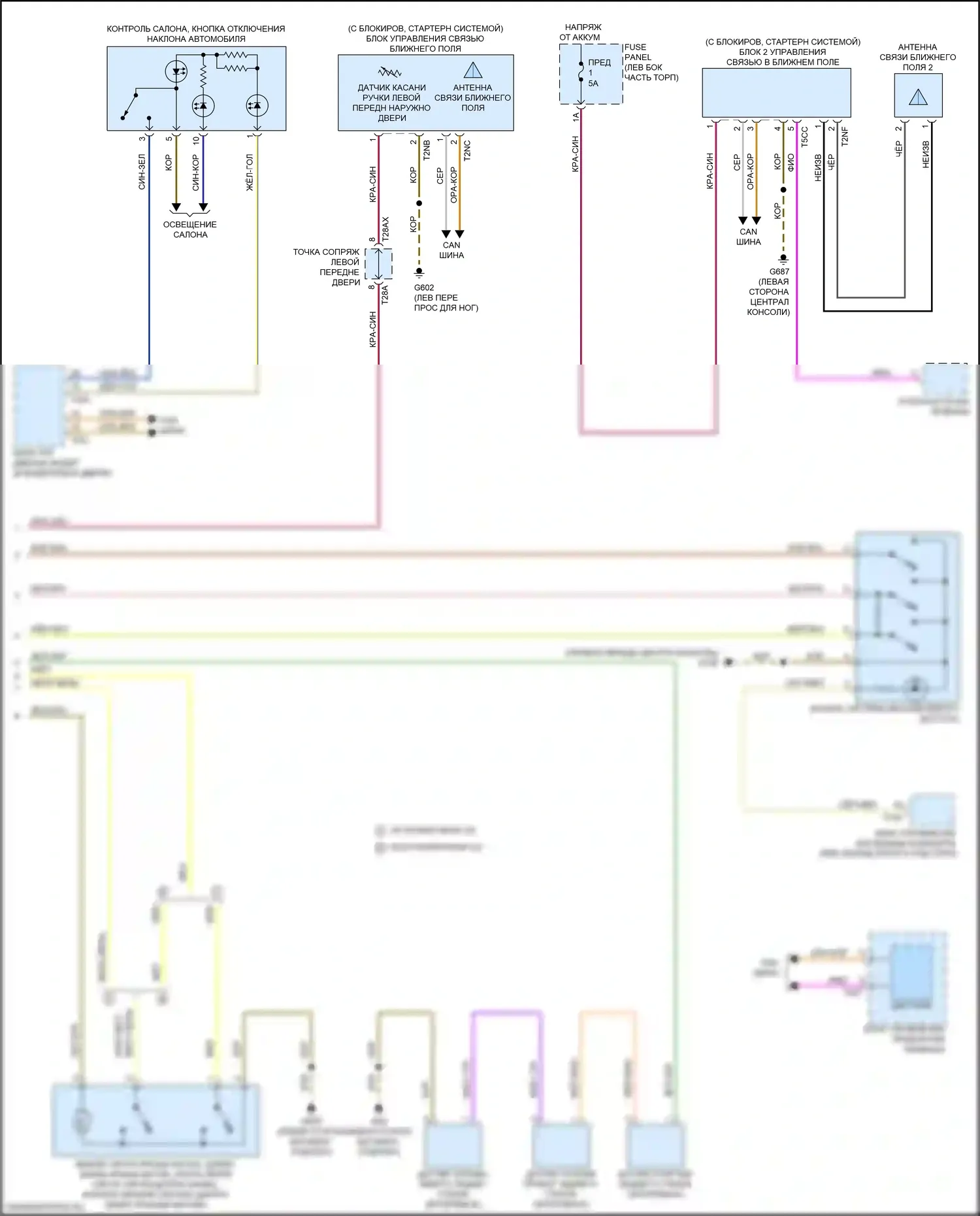 A5 Audi II рестайлинг (2019-2024): Электросхема системы бесключевого доступа (2 из 2) 