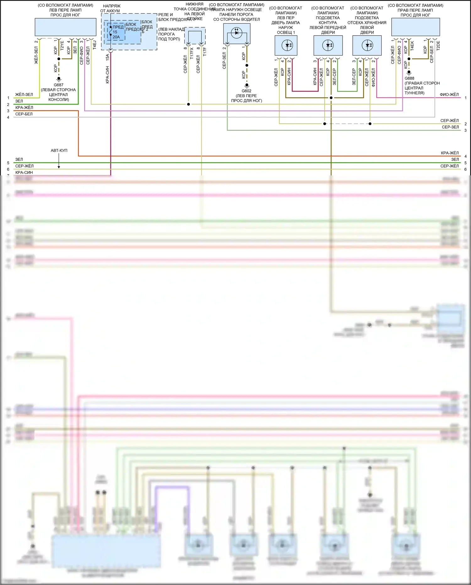A5 Audi II (2016-2020): Электросхема освещения салона (2 из 6) 